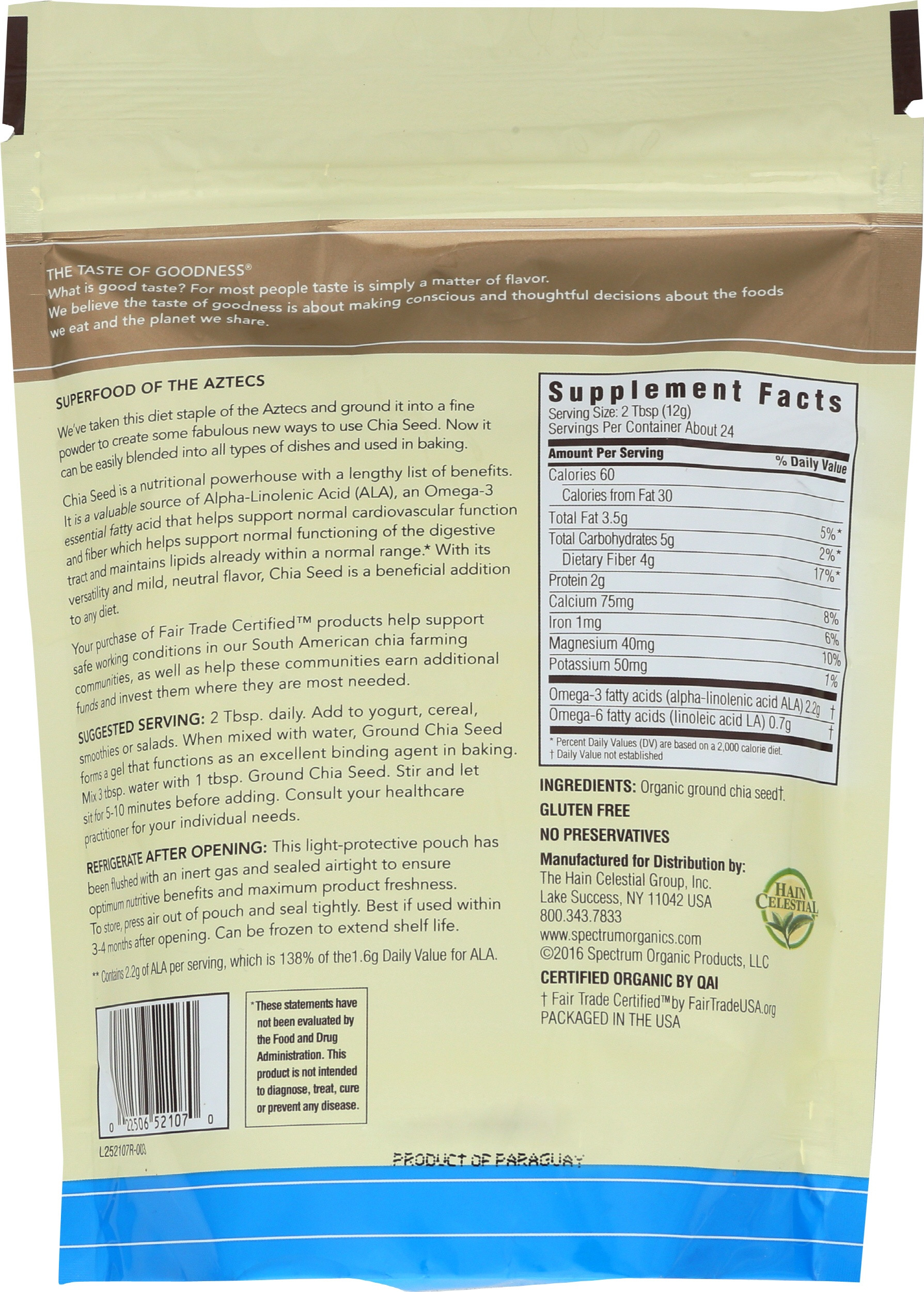 Spectrum Essentials Organic Ground Chia Seeds