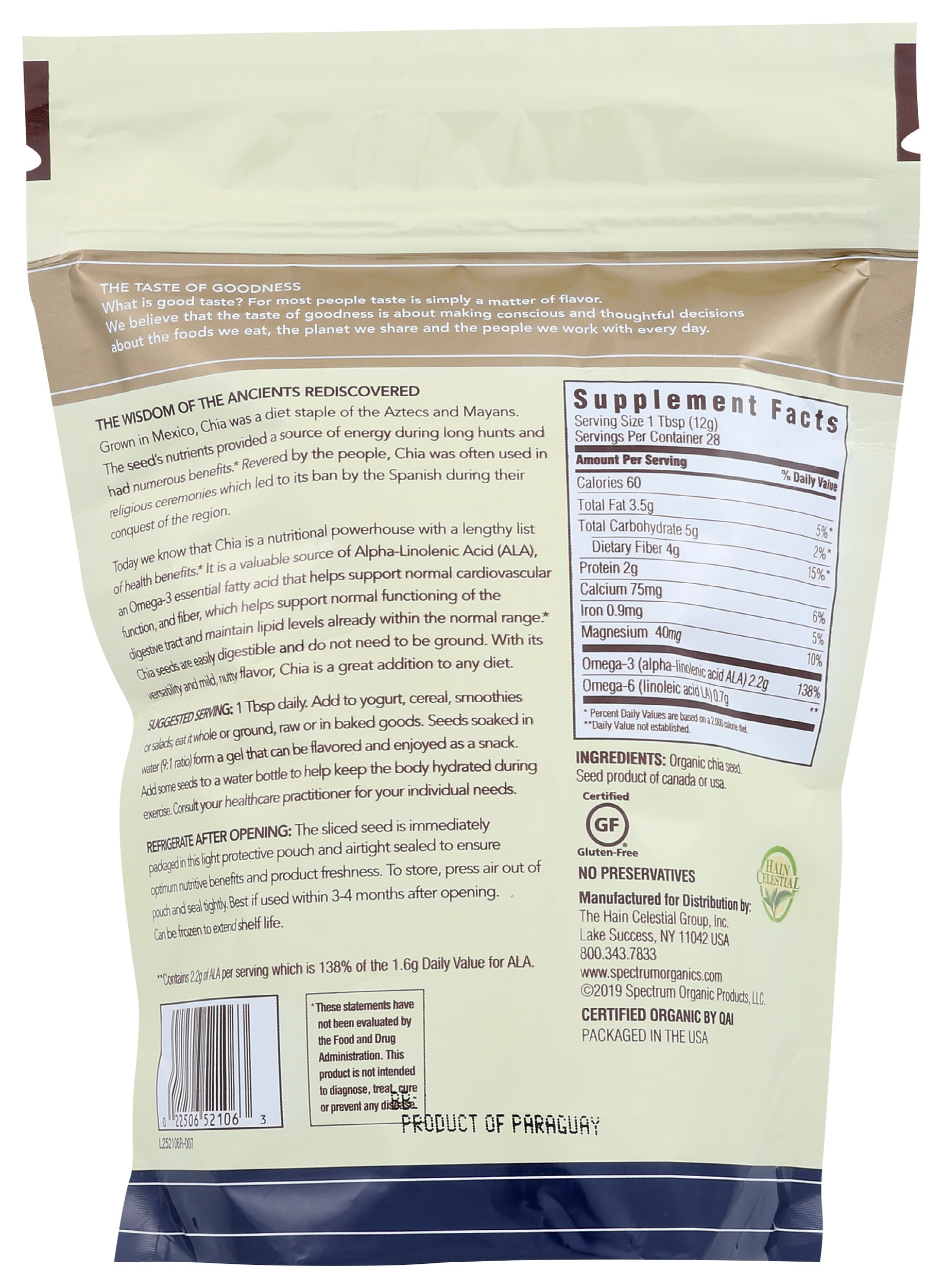 Spectrum Essentials Organic Whole Chia Seeds
