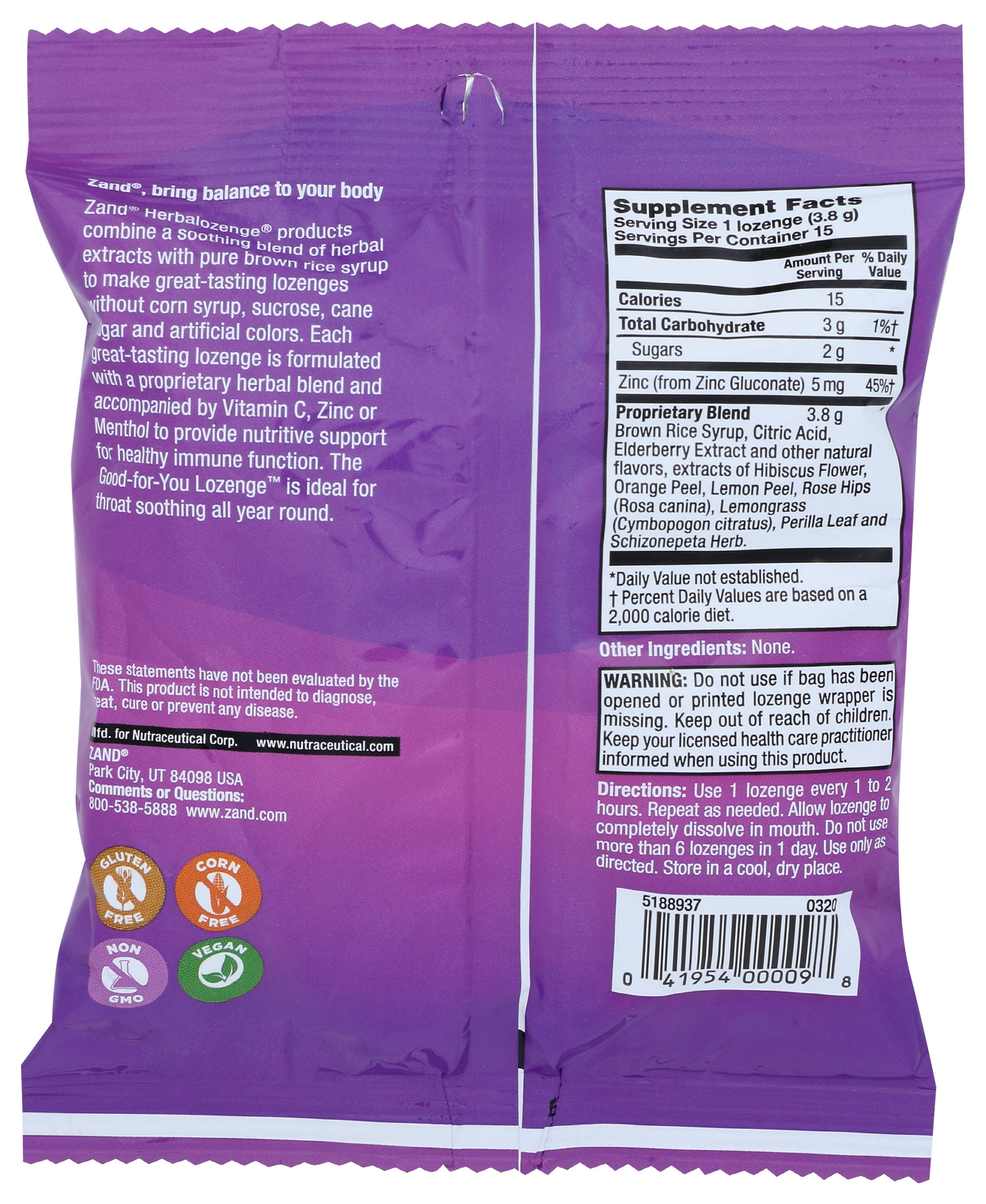 Zand Elderberry Zinc Lozenges