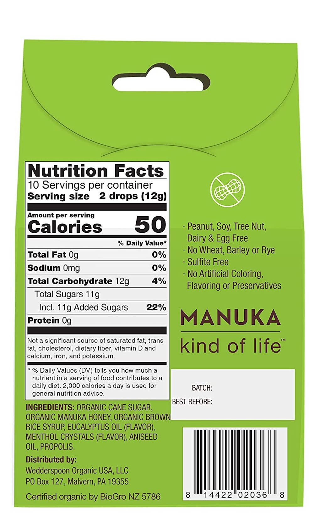 Wedderspoon Organic Manuka Honey Drops