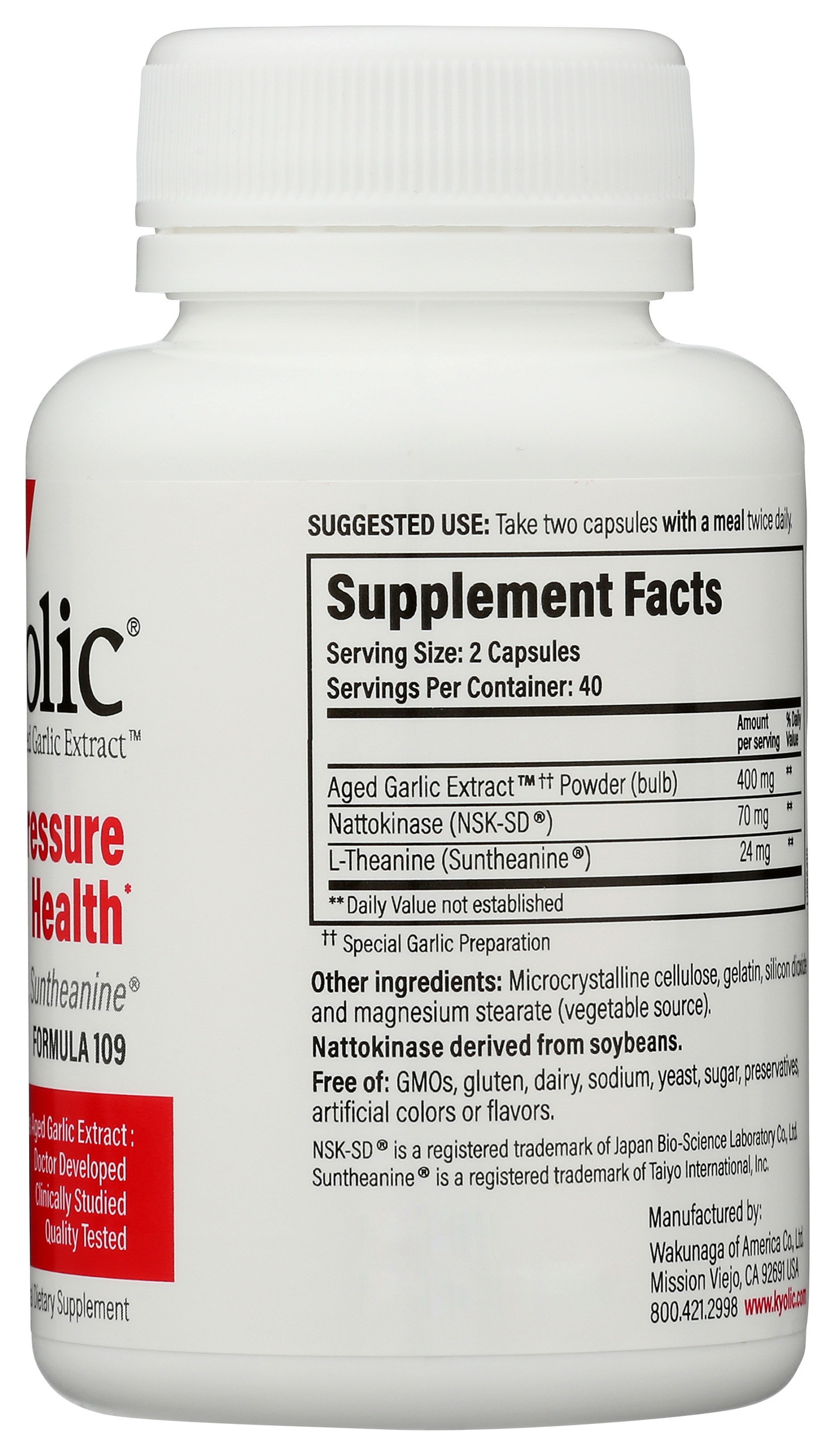 Kyolic Aged Garlic Extract Blood Pressure Health Formula 109