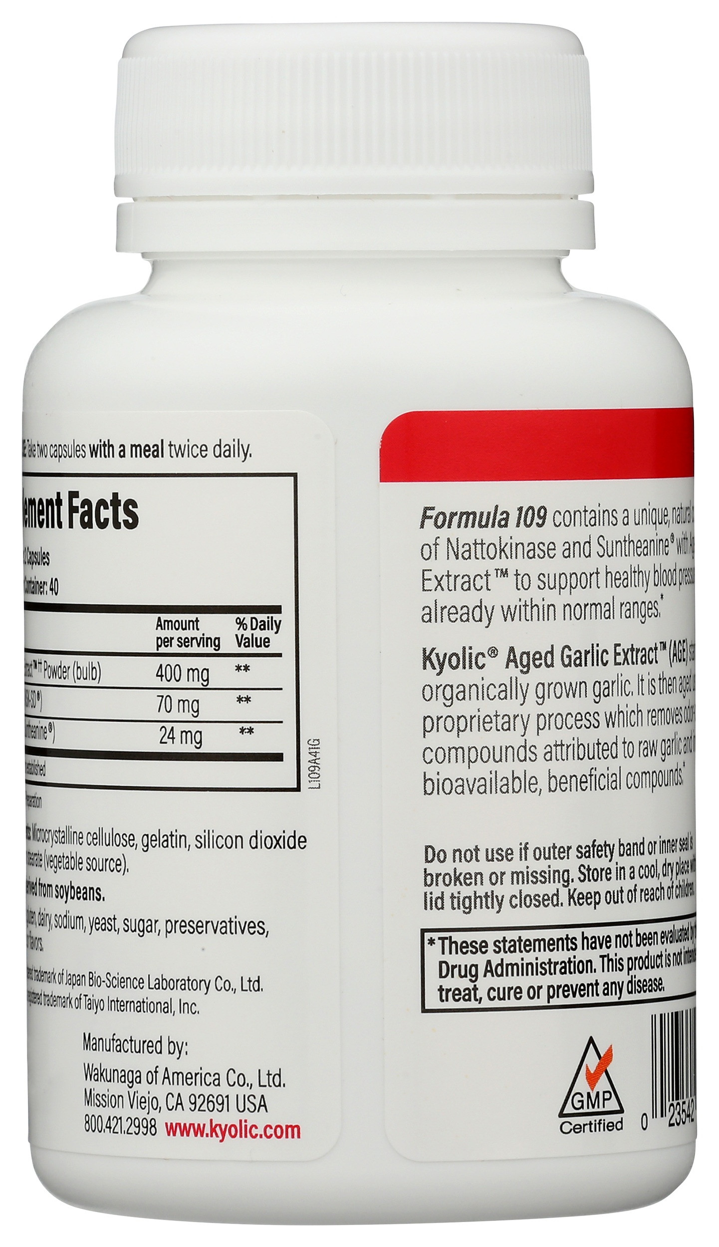 Kyolic Aged Garlic Extract Blood Pressure Health Formula 109