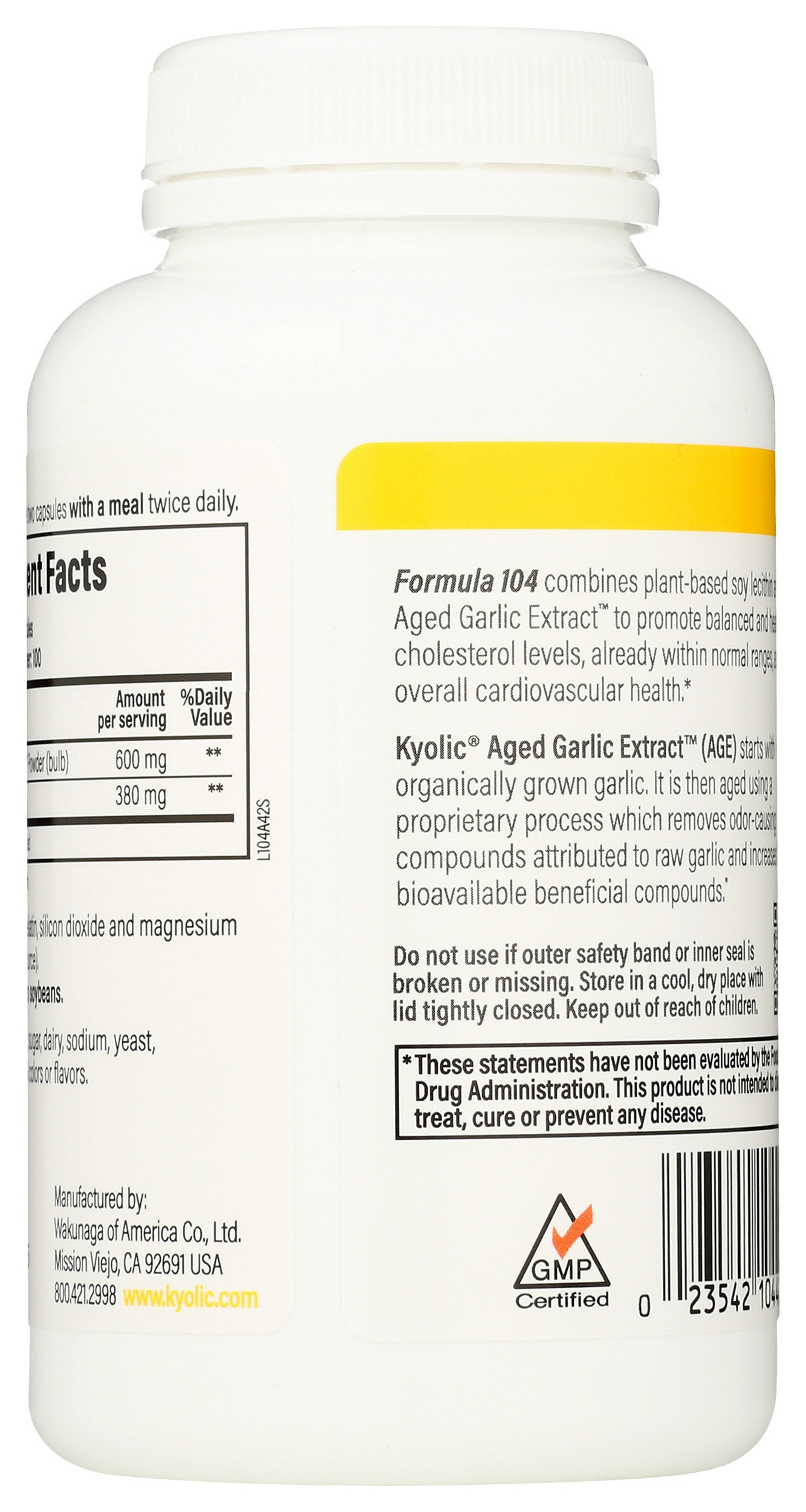 Kyolic Aged Garlic Extract Cholesterol Health Formula 104