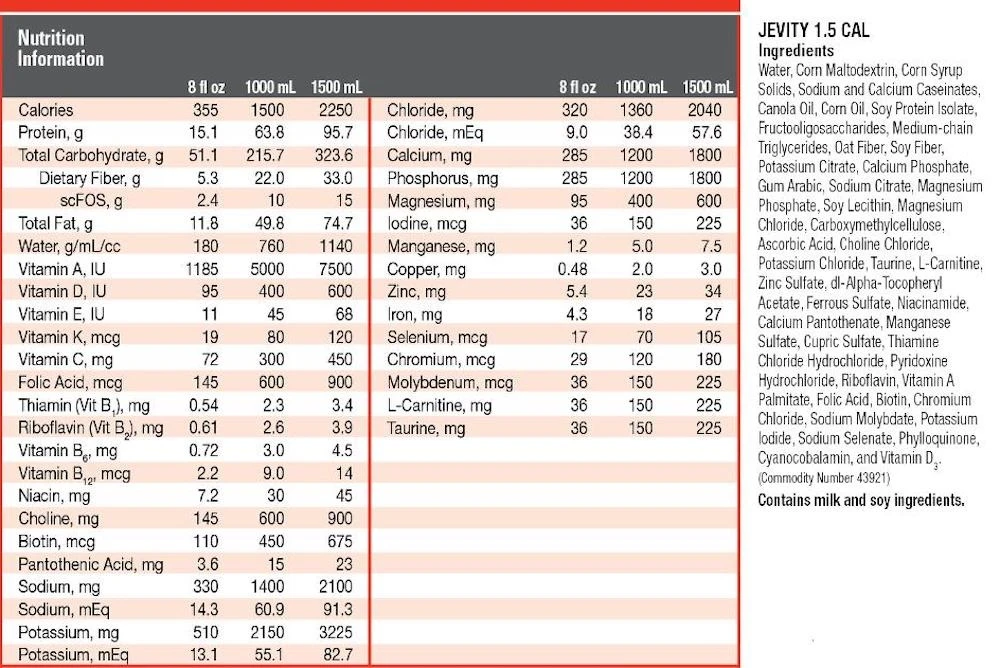 Jevity 1.5 Cal Tube Feeding Formula