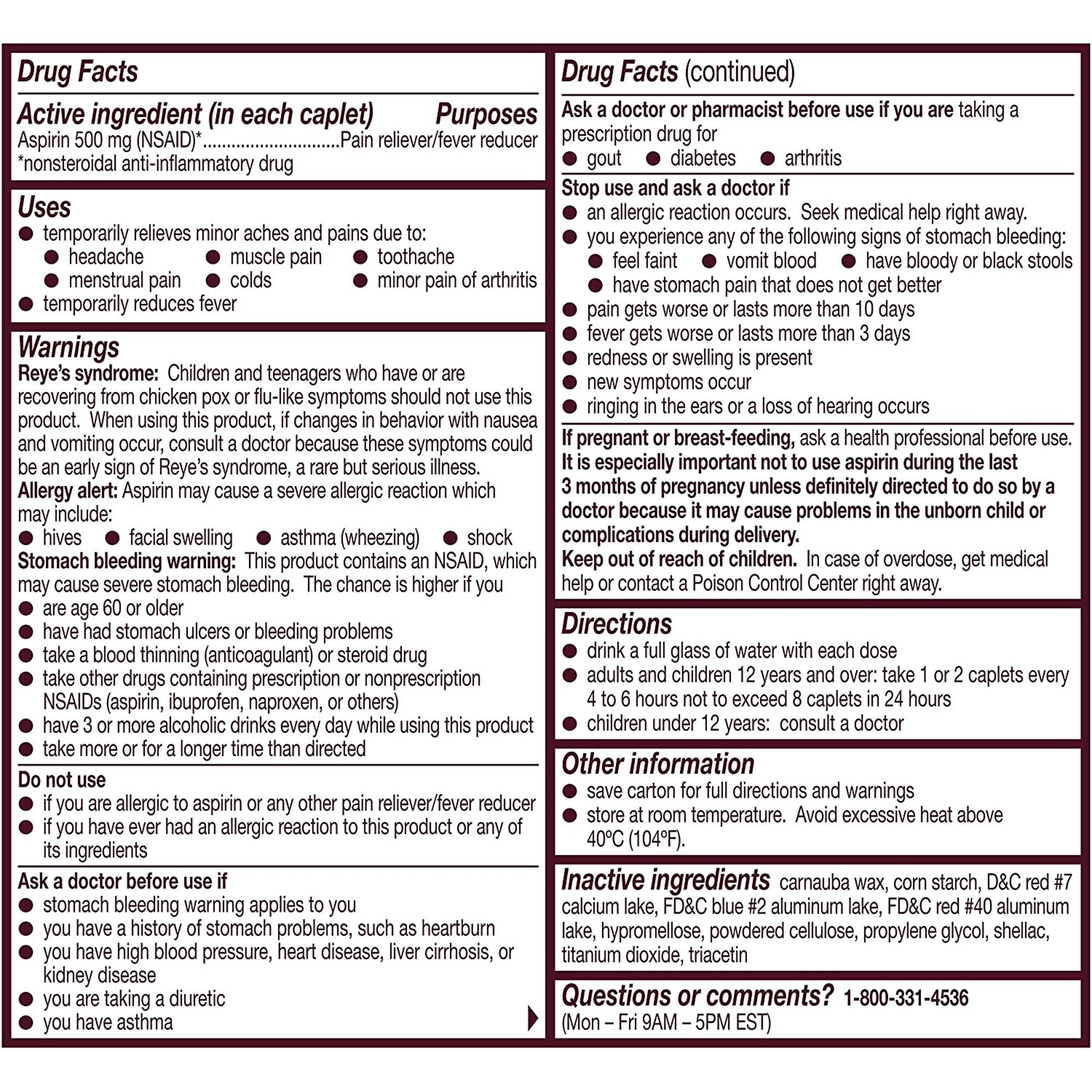Bayer Extra Strength Aspirin 500 mg