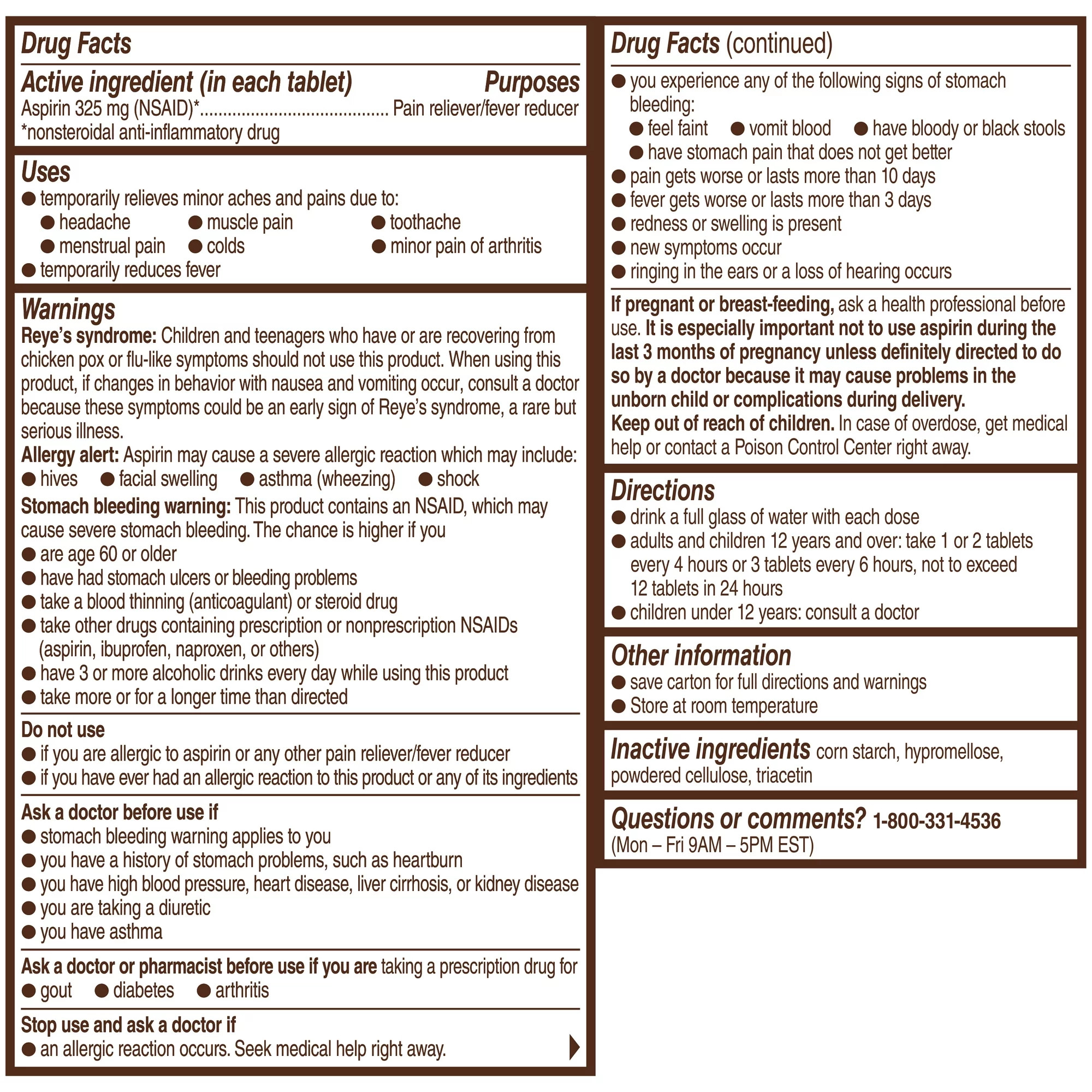 Genuine Bayer Aspirin, 325mg