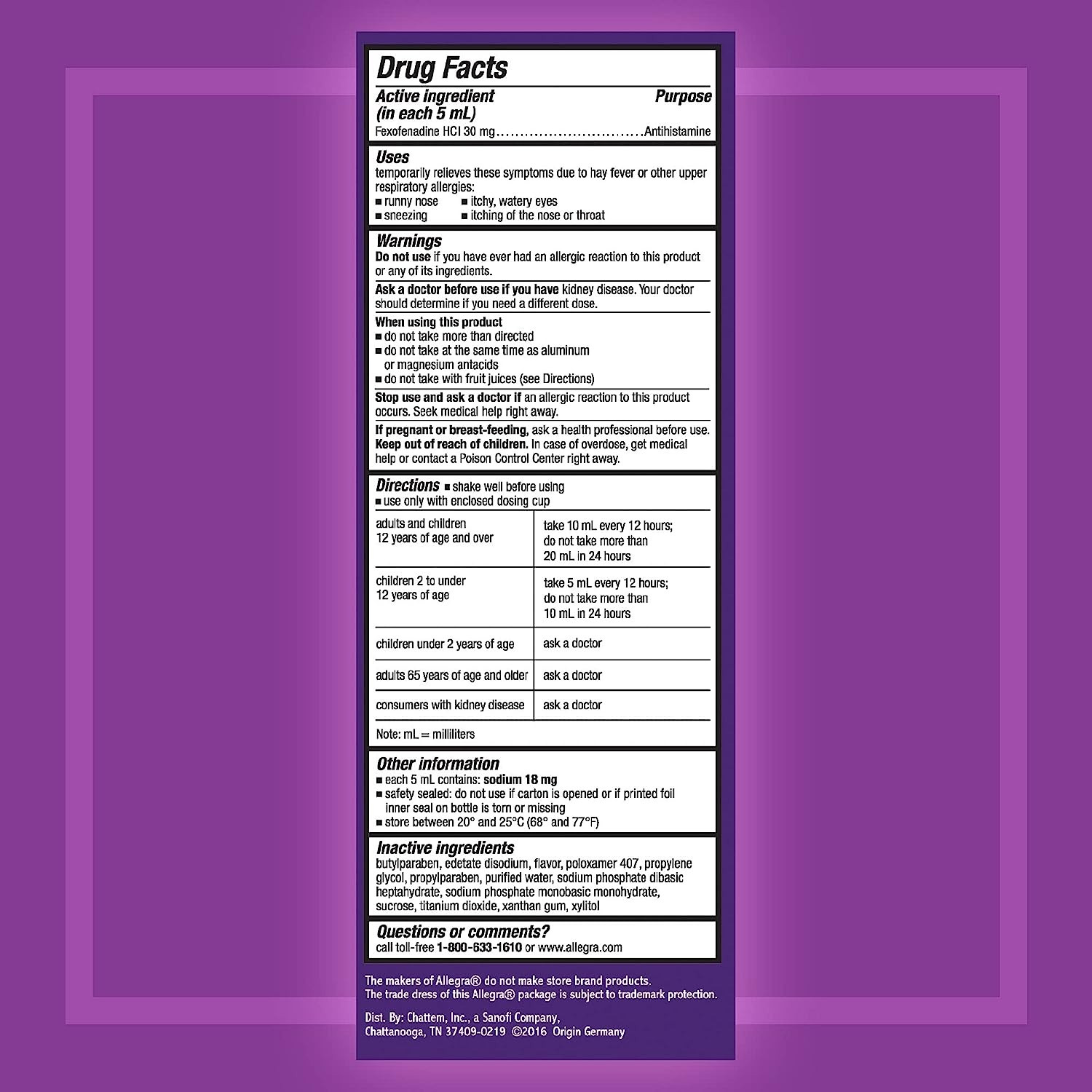 Children's Allegra 12 Hour Allergy Relief Liquid
