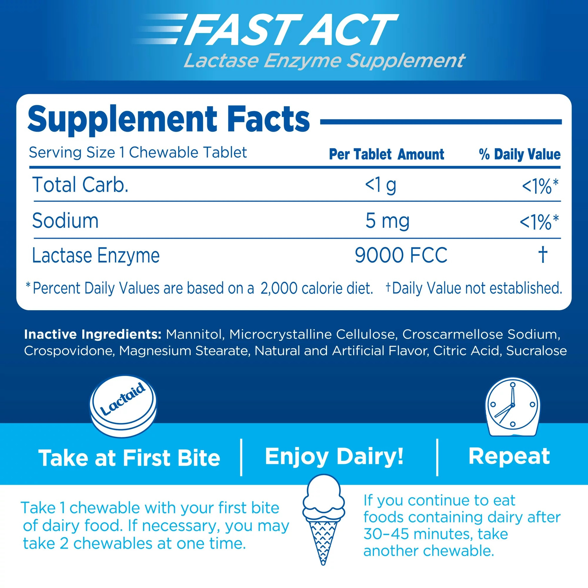 Lactaid Fast Act Lactose Relief Chewables