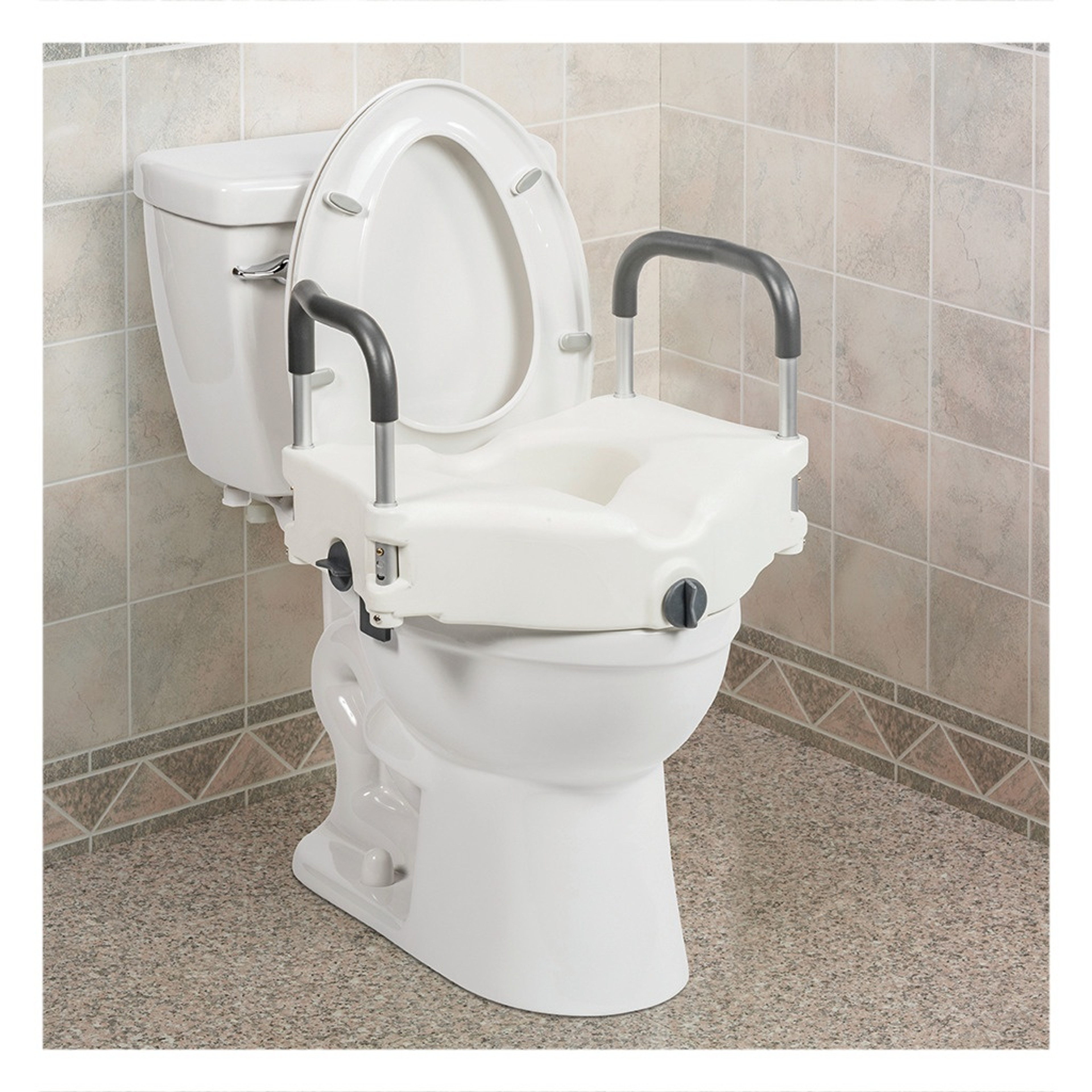 Drive PreserveTech Secure Lock Raised Toilet Seat, 5" Height