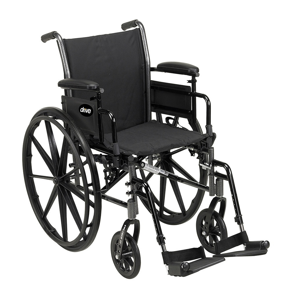 Drive Cruiser III Wheelchair, Flip Back Detachable and Adjustable Height Desk Arm, Swing Away Elevating Legrests