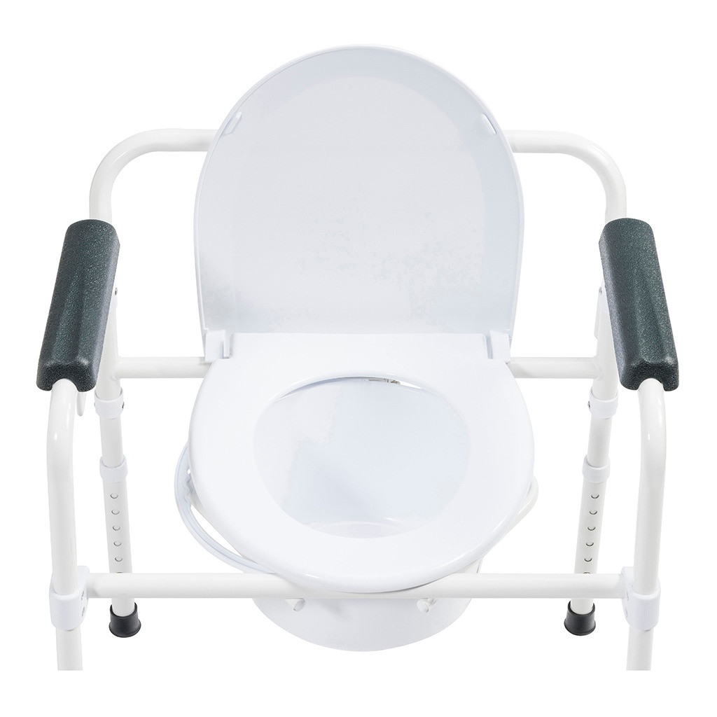 Drive Steel Folding Deep Seat Bedside Commode, White
