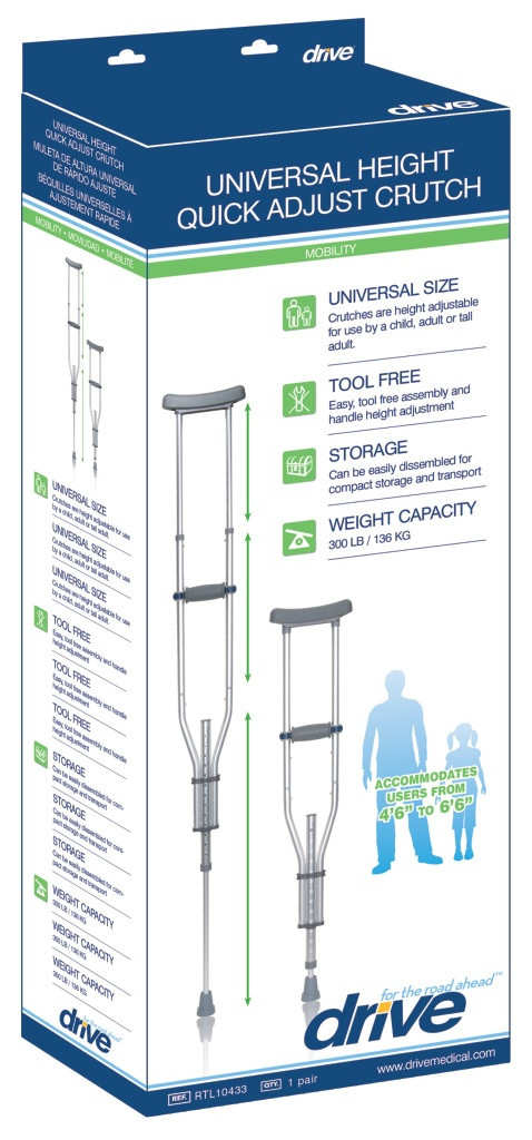 Drive Knock Down Universal Aluminum Crutches