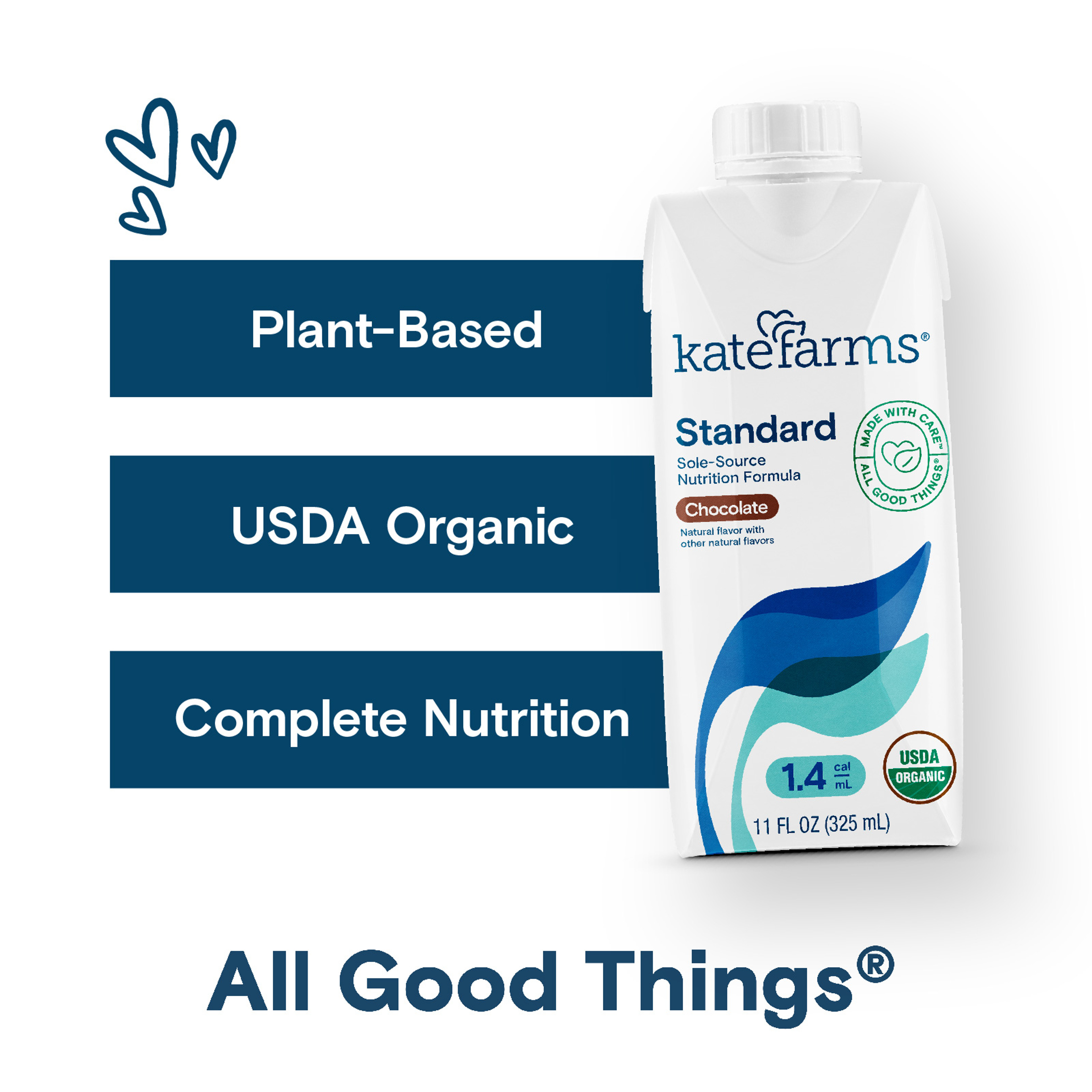 Kate Farms Standard 1.4 Sole-Source Nutrition Formula, Chocolate, 11 oz.