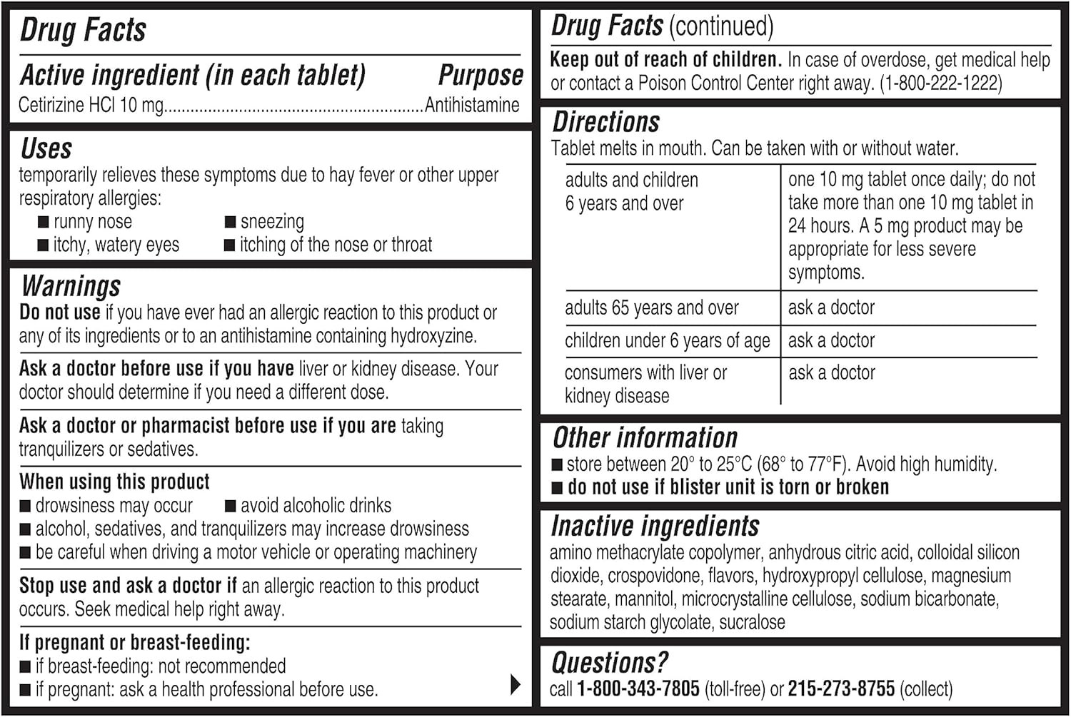 Zyrtec Children's 10mg Dissolve Tabs
