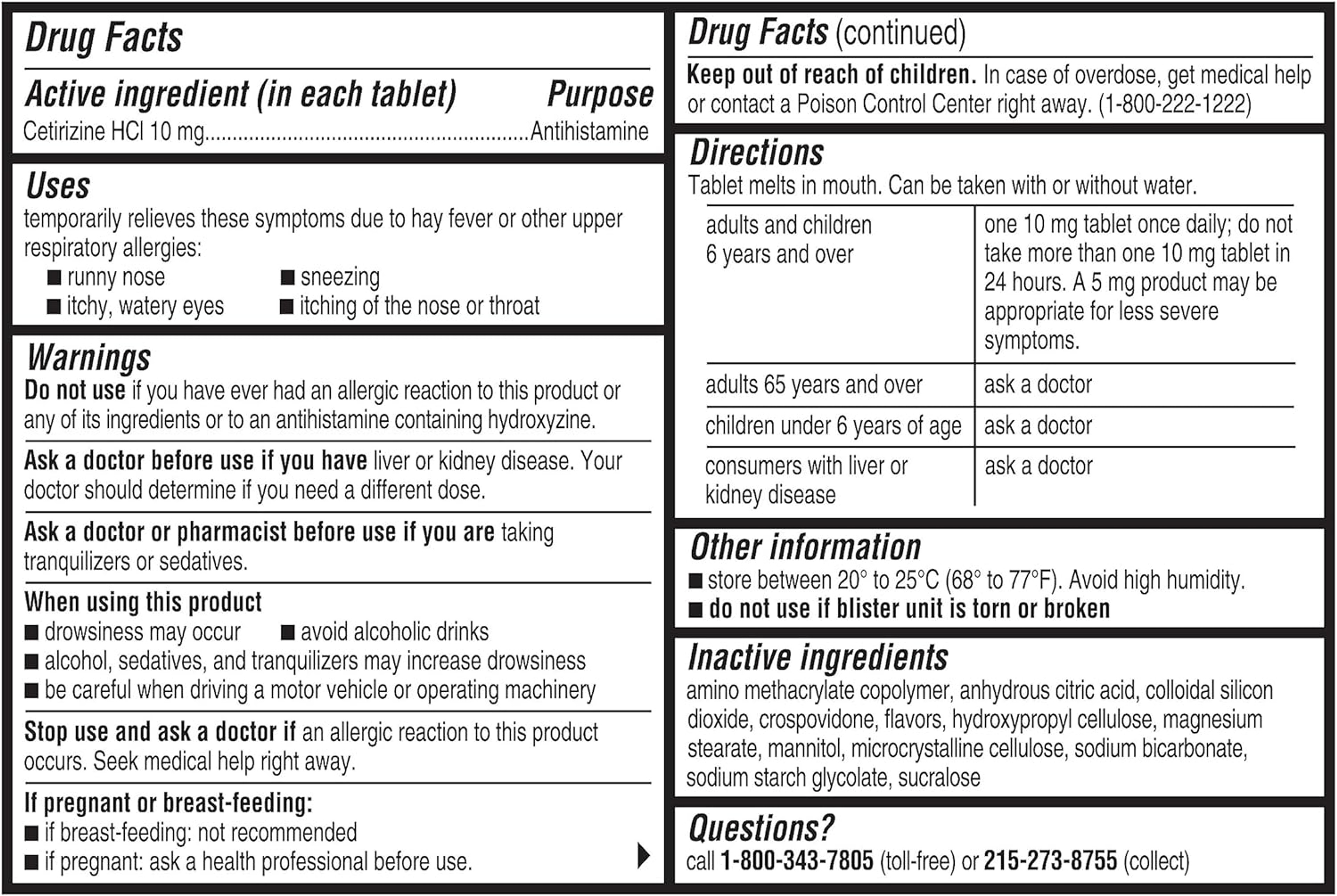 Zyrtec Children's 10mg Dissolve Tabs