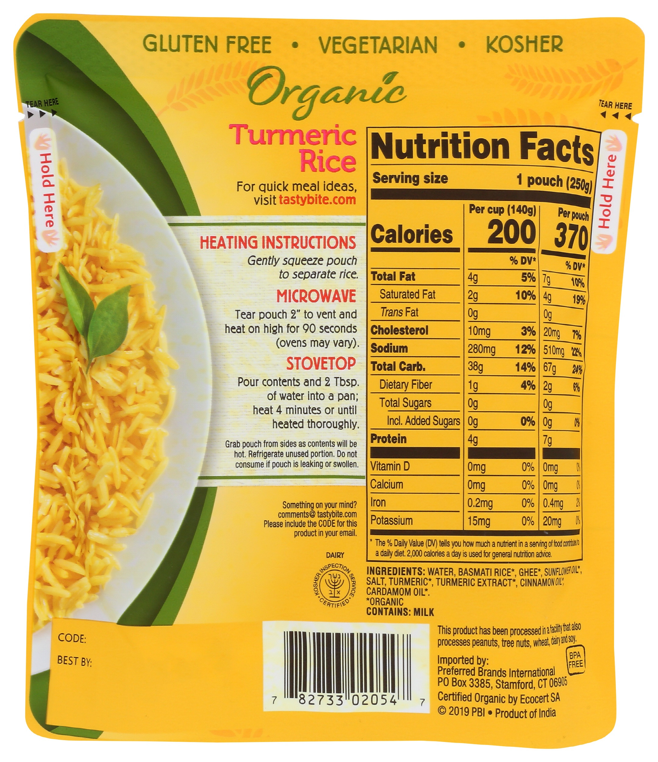 Tasty Bite Organic Turmeric Rice