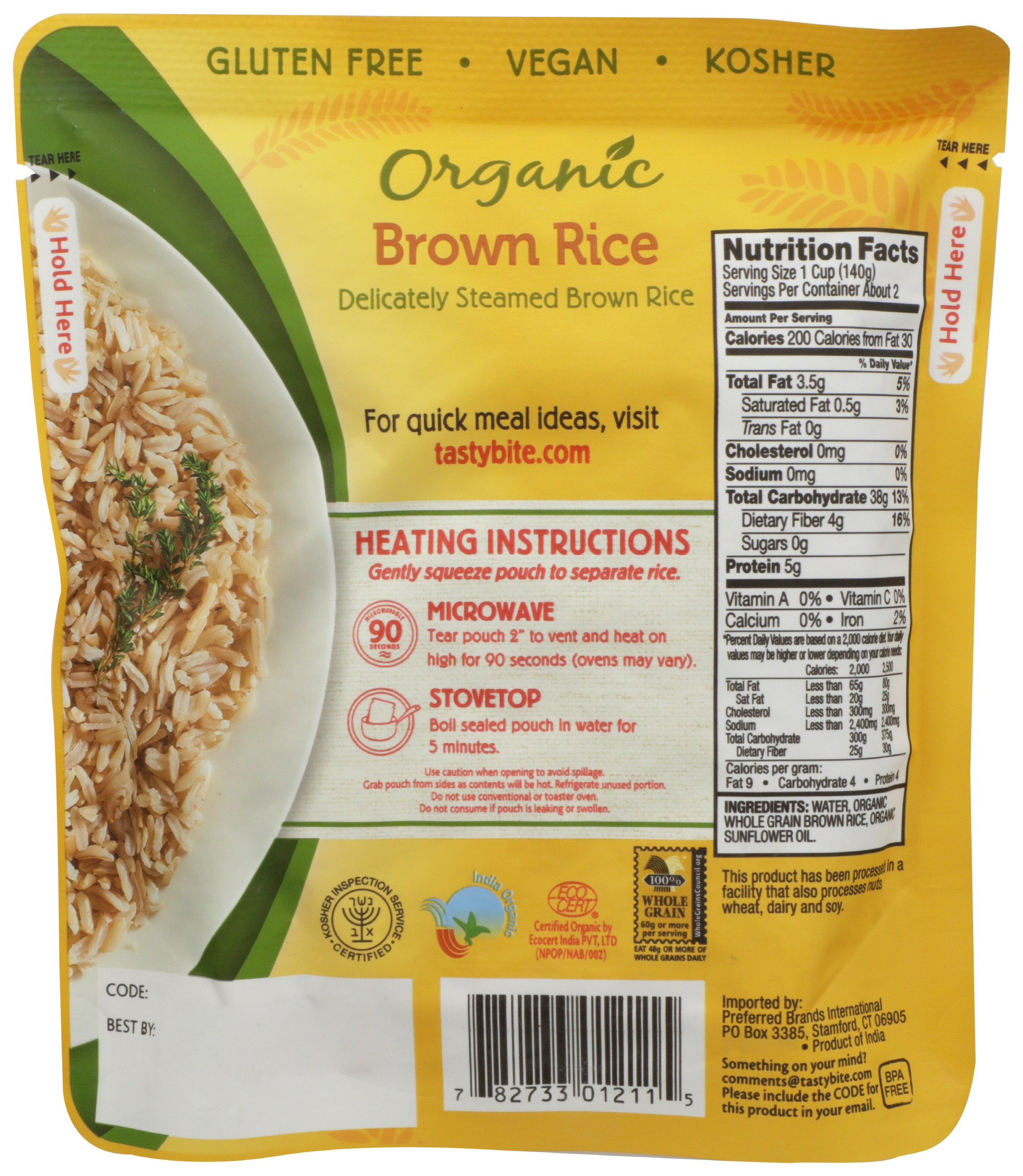 Tasty Bite Organic Brown Rice