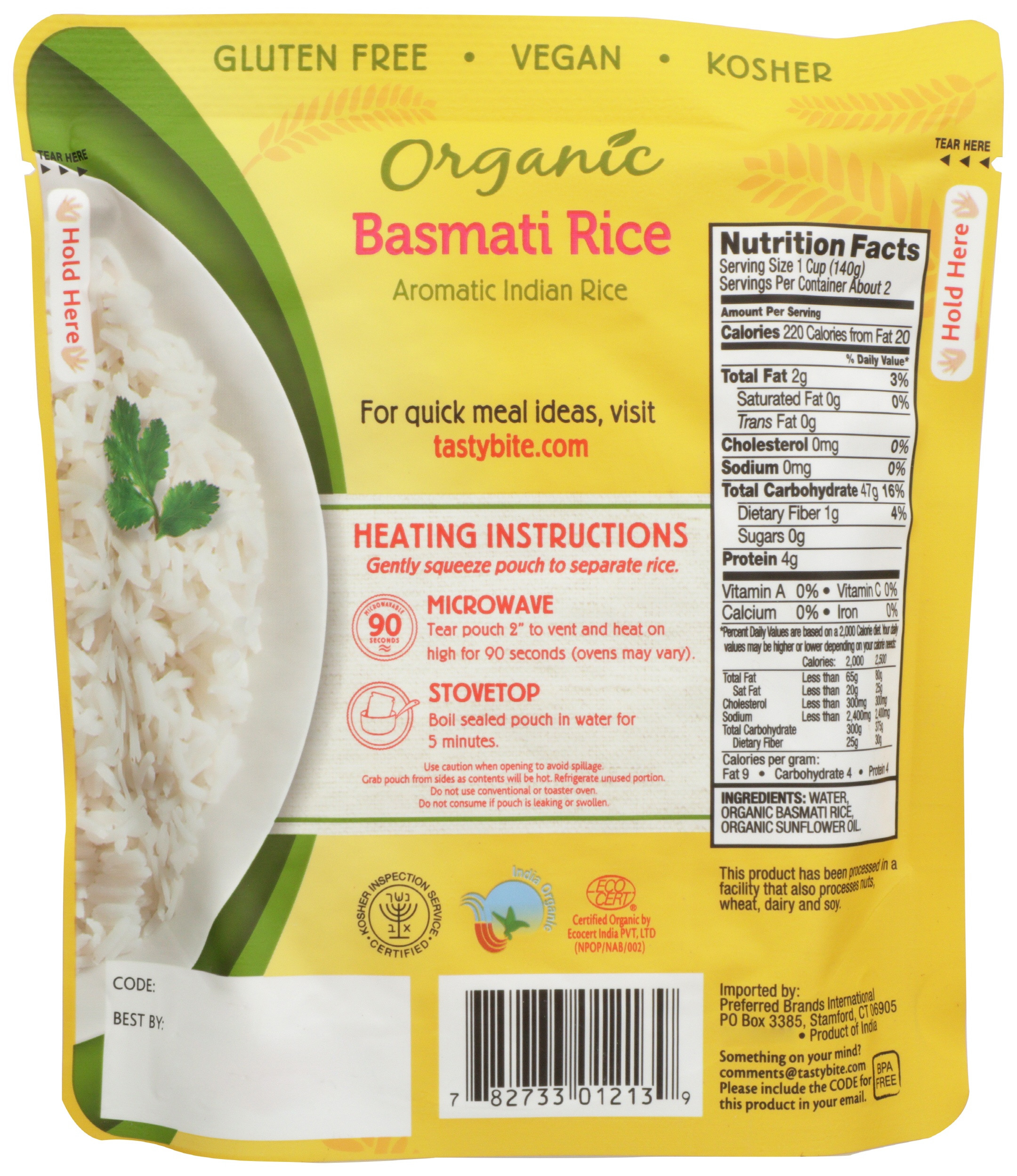 Tasty Bite Organic Basmati Rice