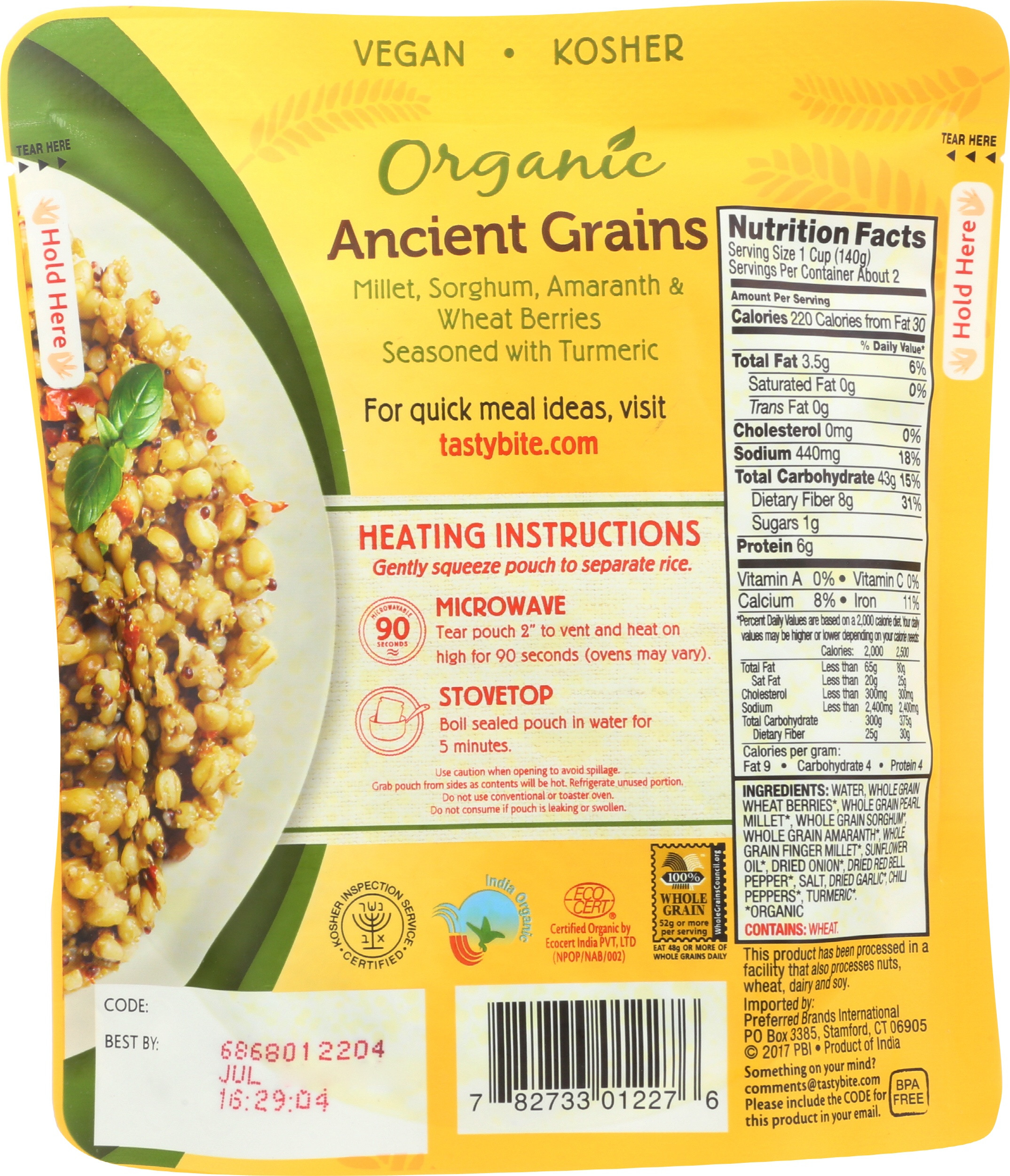 Tasty Bite Organic Ancient Grains