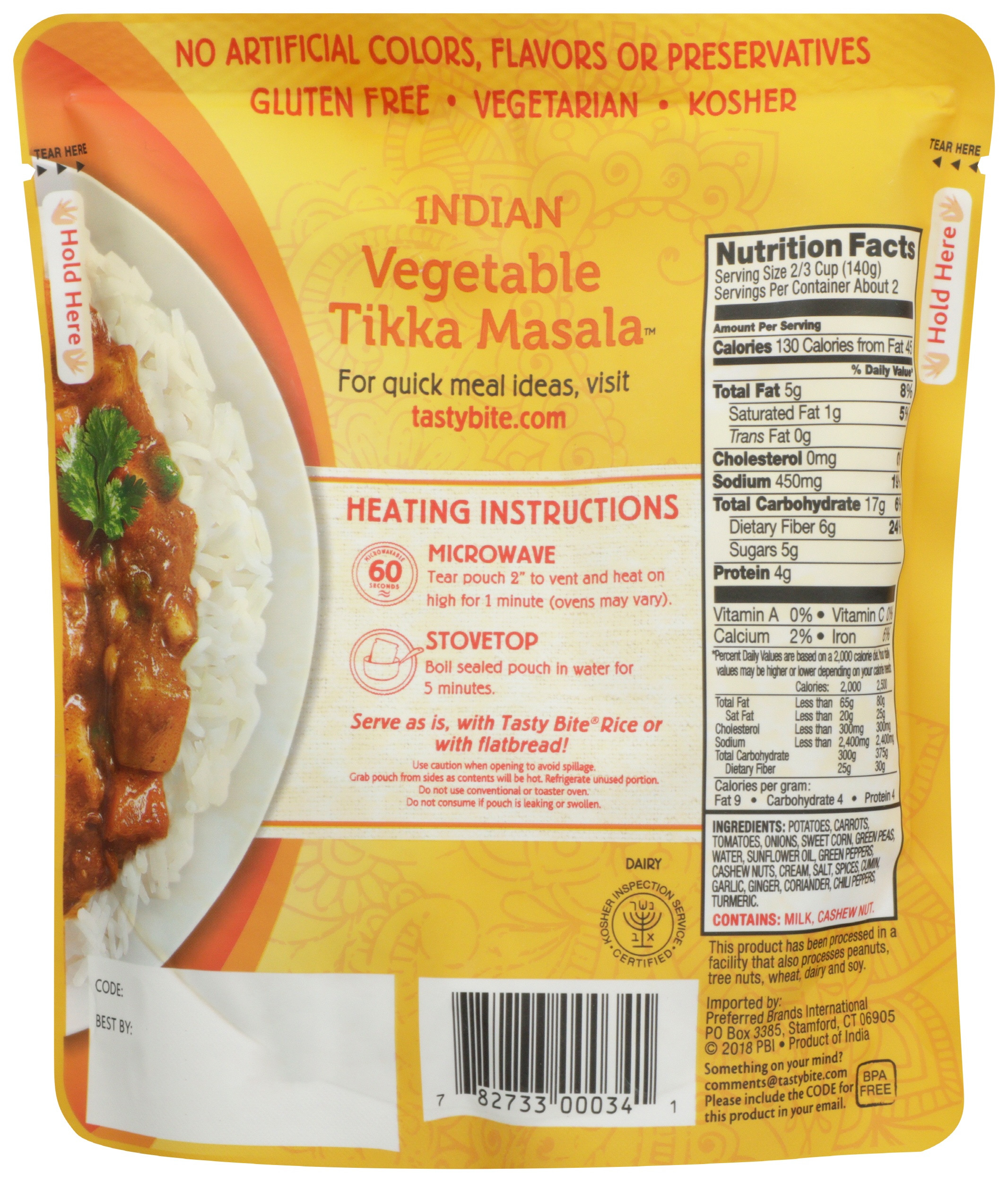 Tasty Bite Indian Vegetable Tikka Masala