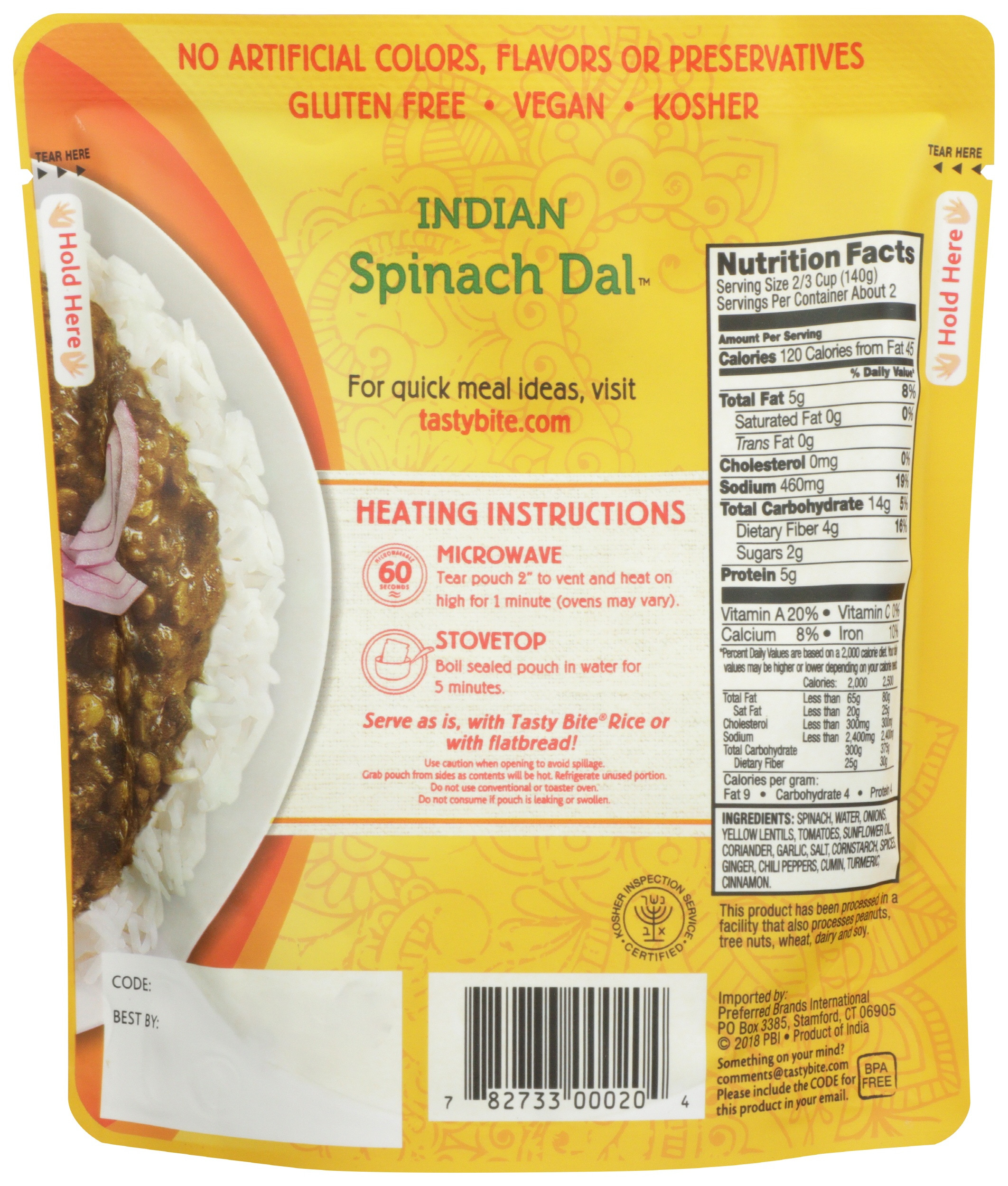 Tasty Bite Spinach Dal