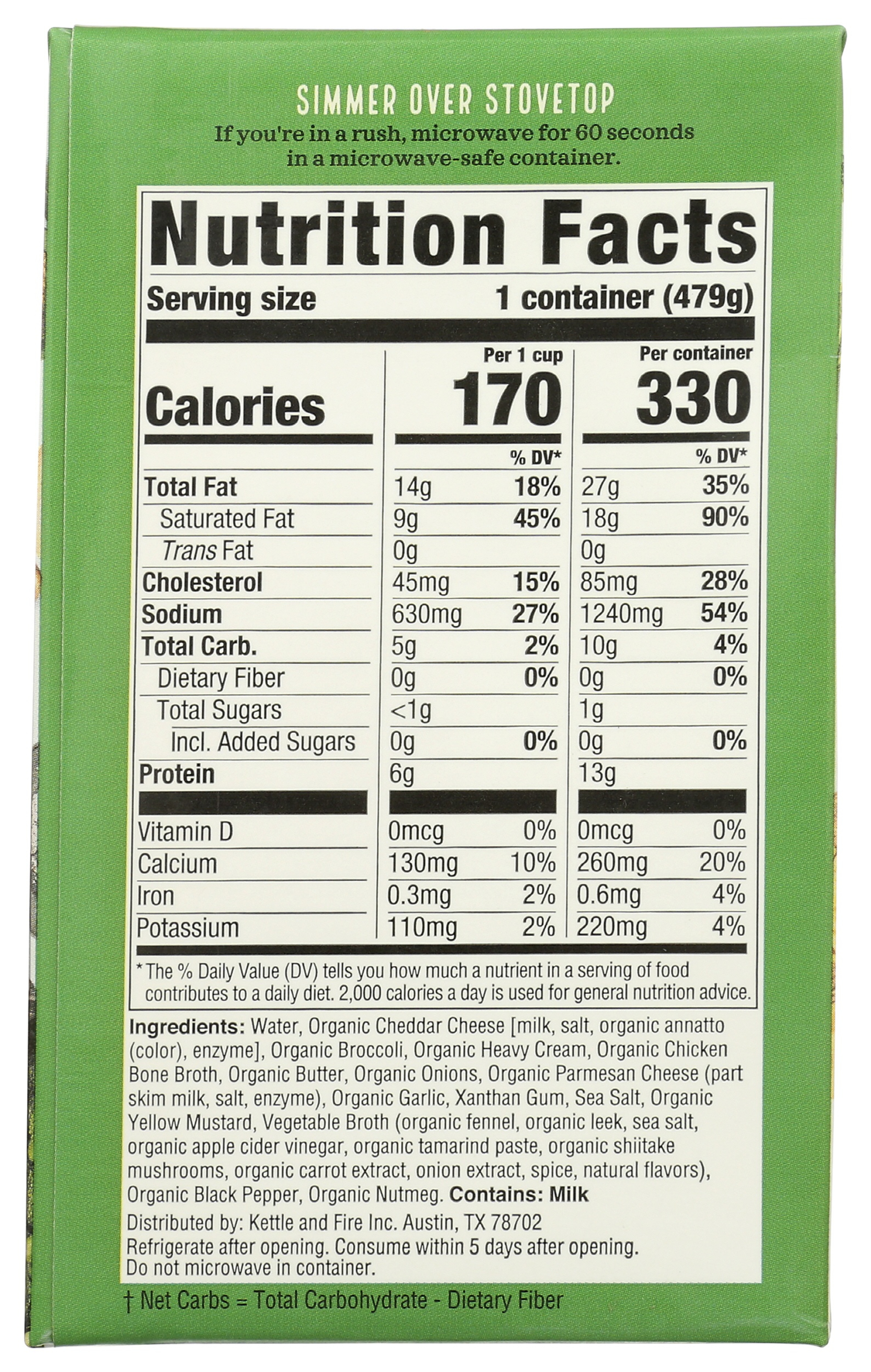 Kettle & Fire Keto Broccoli Cheddar Bone Broth Soup