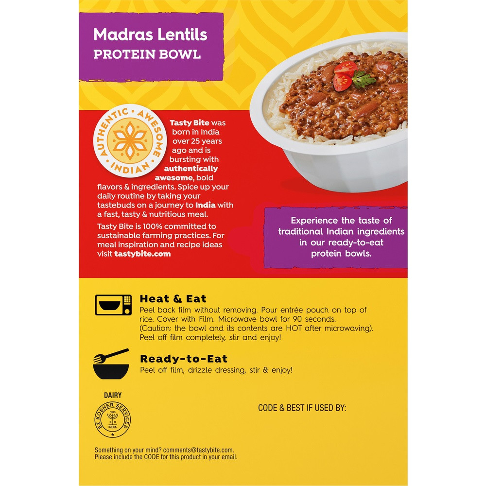 Tasty Bite Madras Lentils Protein Bowl