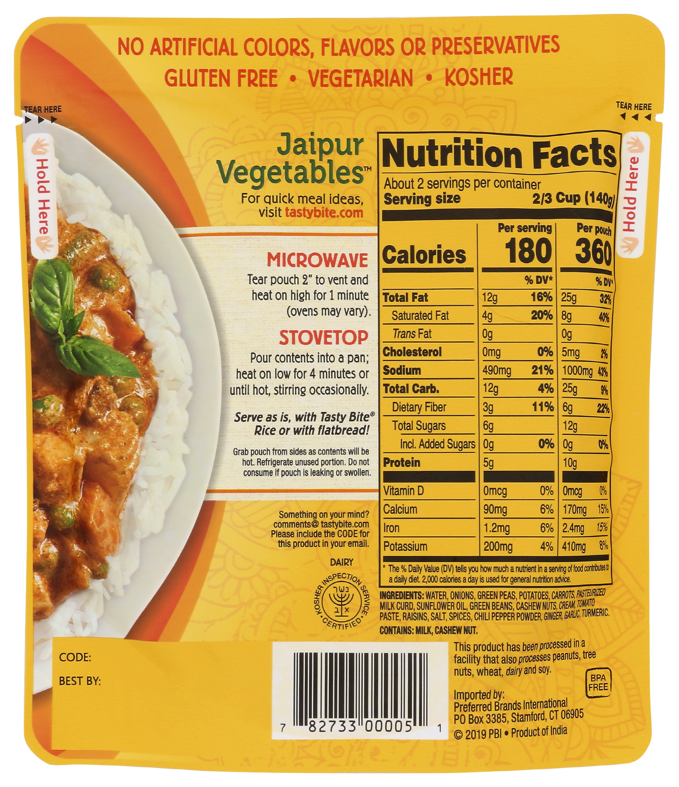 Tasty Bite Jaipur Vegetables