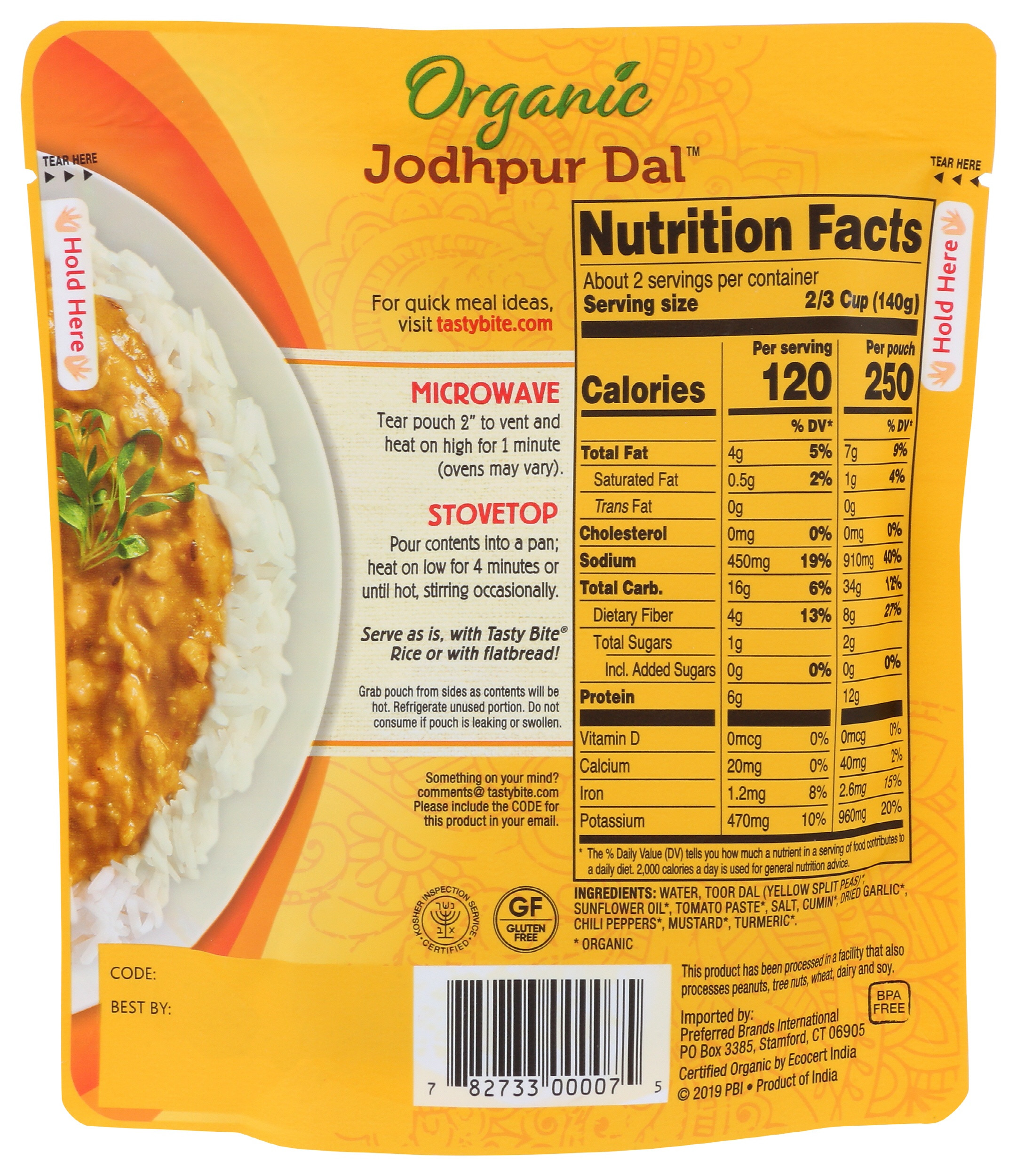 Tasty Bite Organic Jodhpur Dal