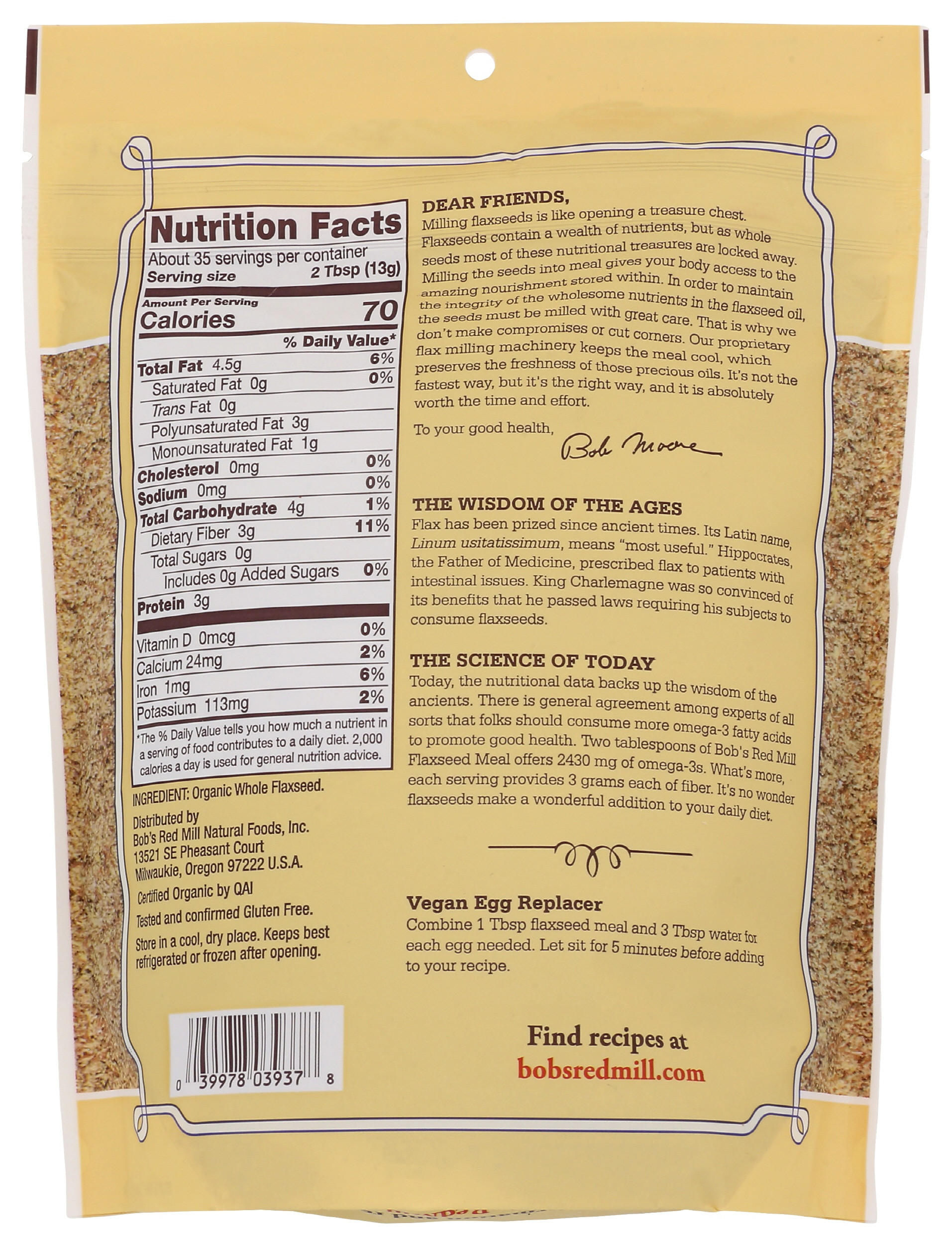 Bob's Red Mill Organic Whole Ground Flaxseed Meal