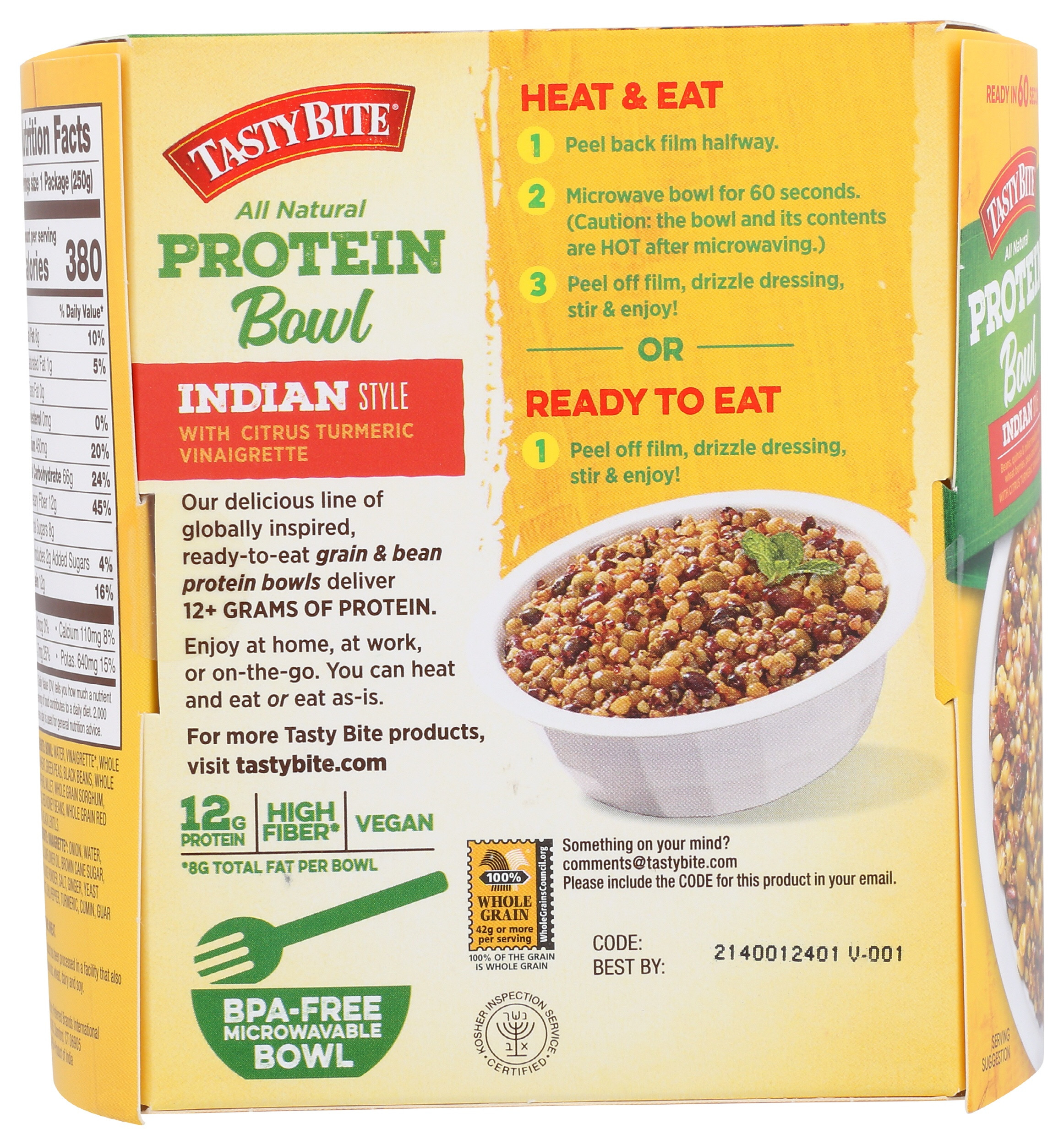 Tasty Bite Protein Bowl Indian Style