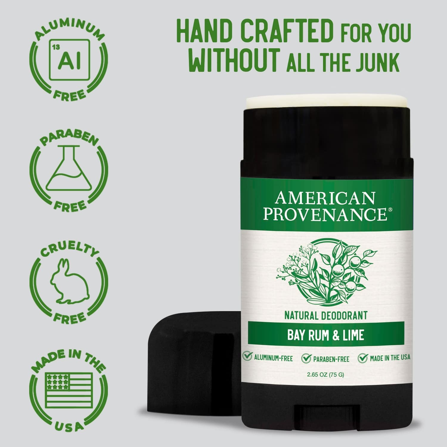 American Provenance Natural Deodorant, Bay Rum & Lime Scent