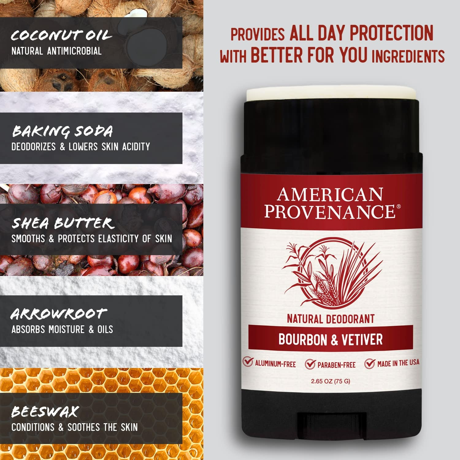 American Provenance Natural Deodorant, Bourbon & Vetiver Scent