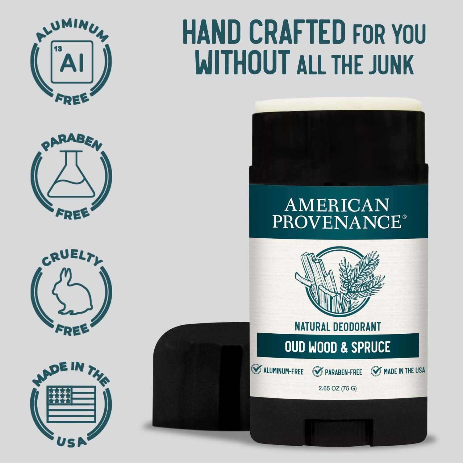 American Provenance Natural Deodorant, Oud Wood & Spruce Scent