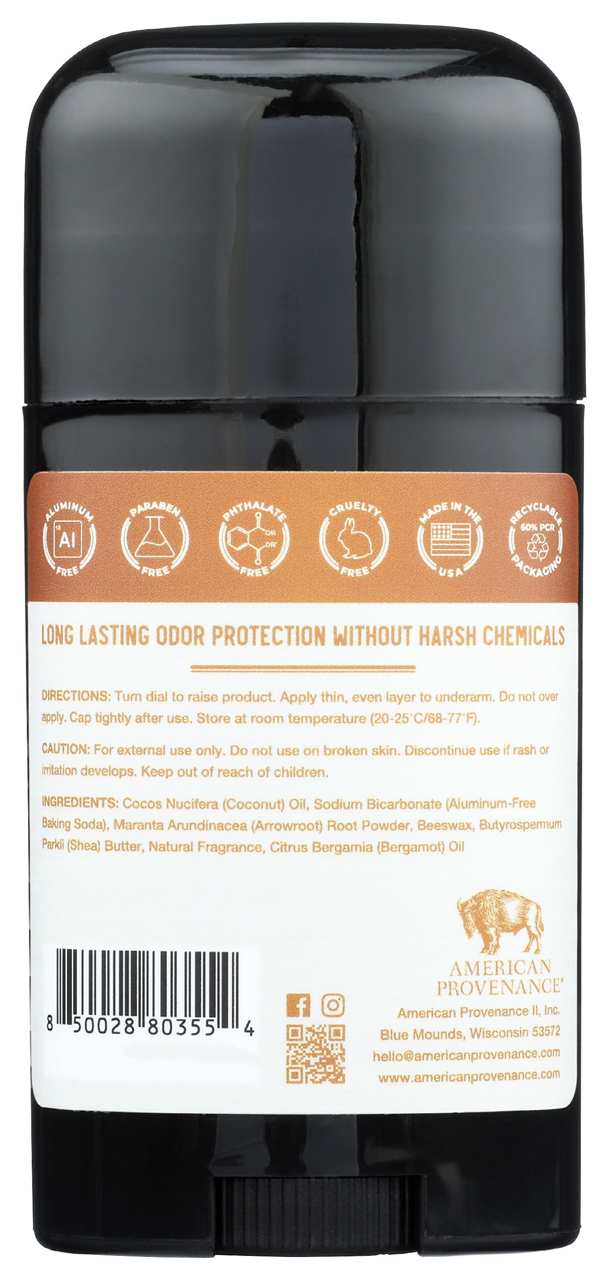 American Provenance Natural Deodorant, Sandalwood & Bergamot