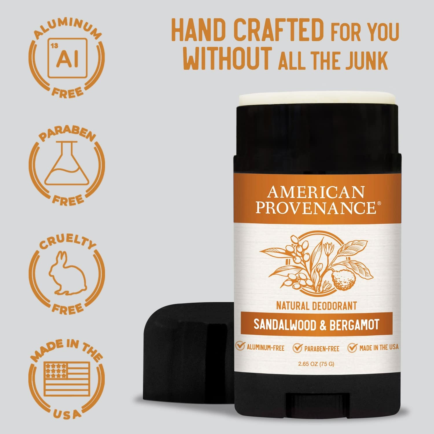 American Provenance Natural Deodorant, Sandalwood & Bergamot