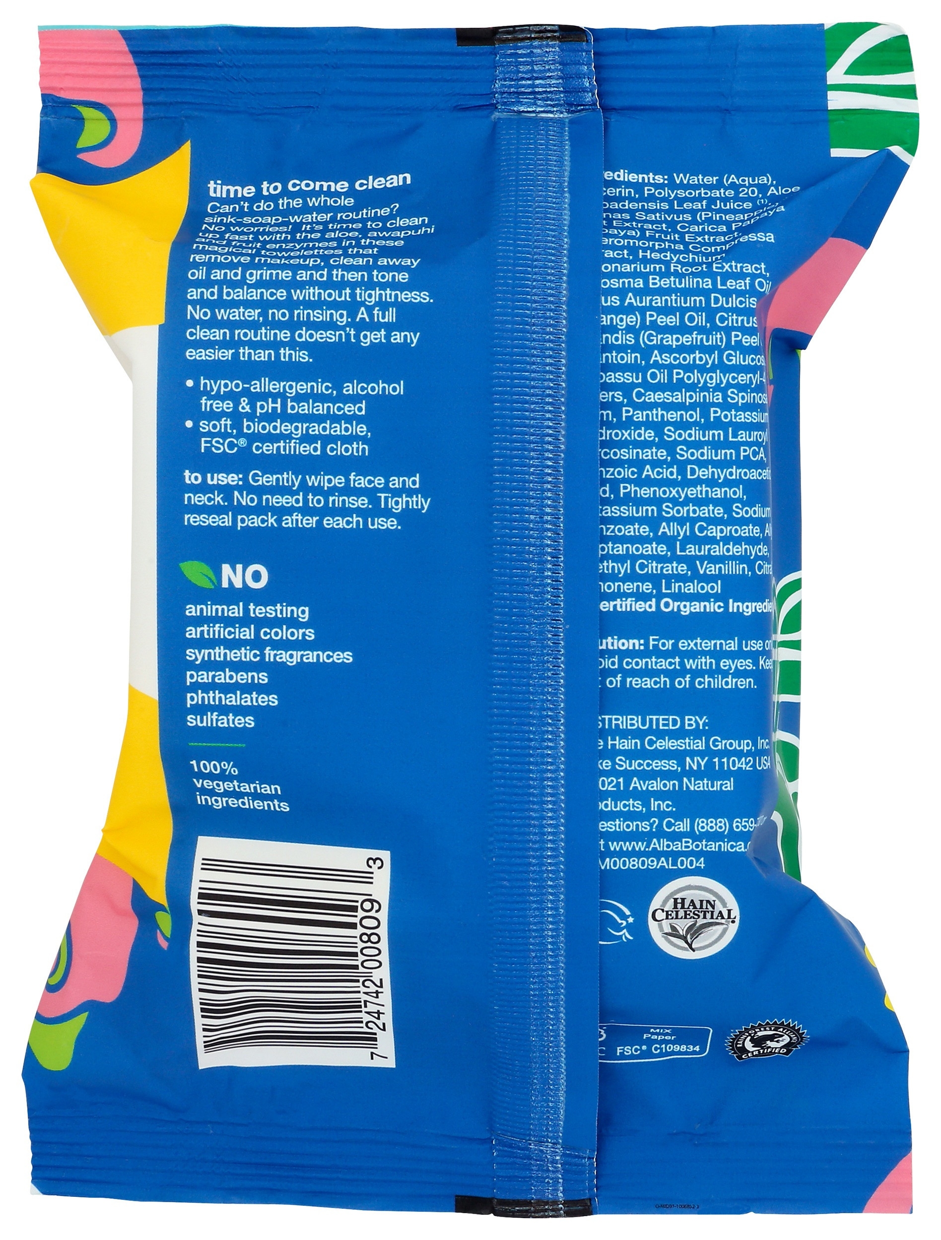 Alba Botanica Hawaiian 3 in 1 Clean Towelettes, Pore Purifying Pineapple Enzyme