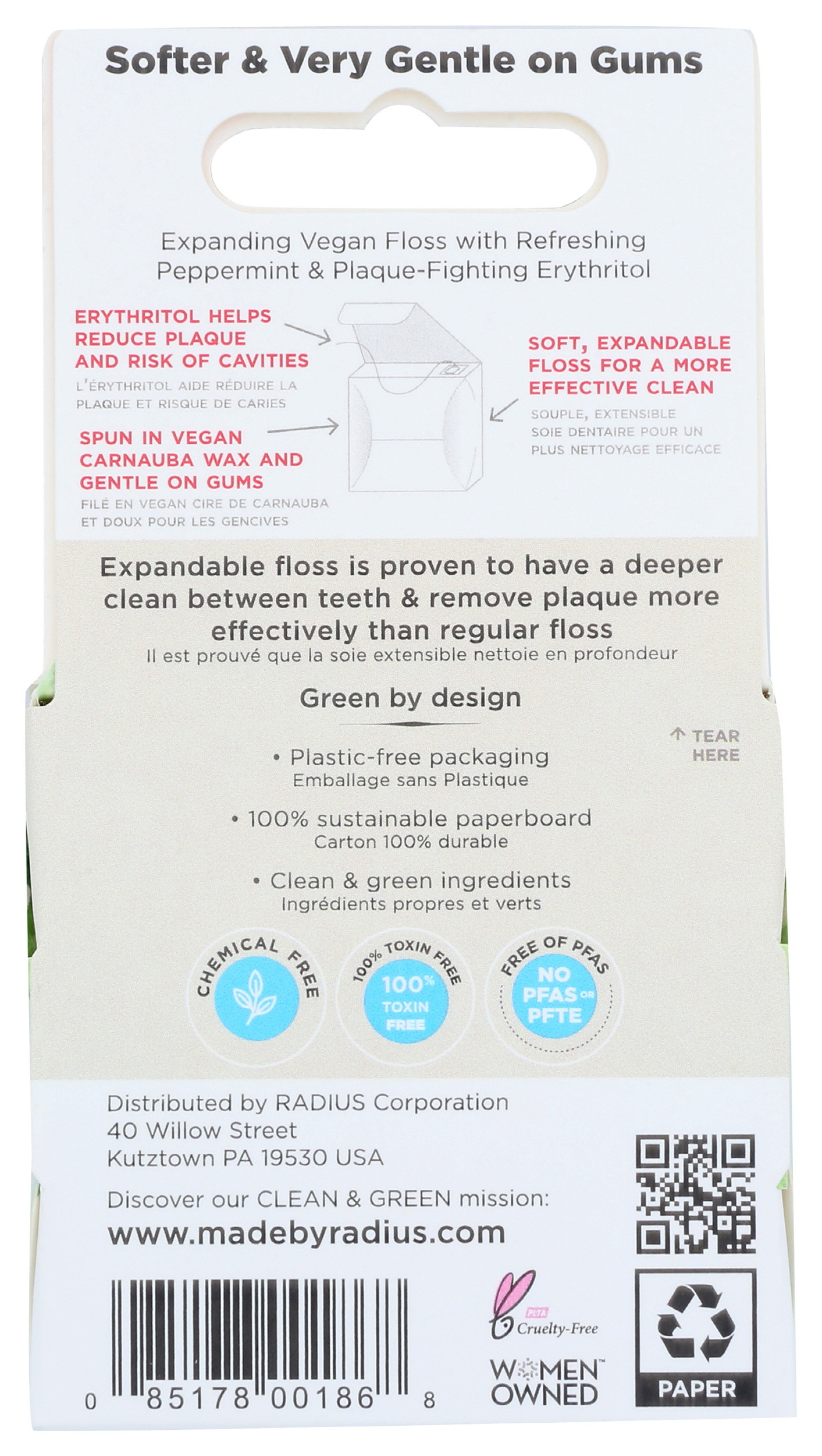 Radius Sponge Floss, Peppermint with Coconut Oil