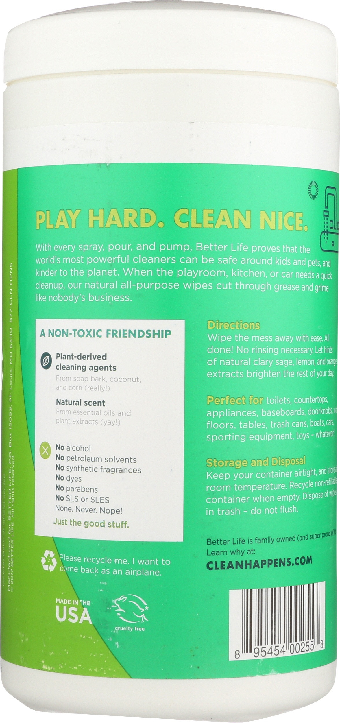 Better Life Cleaning Wipes, Clary Sage & Citrus