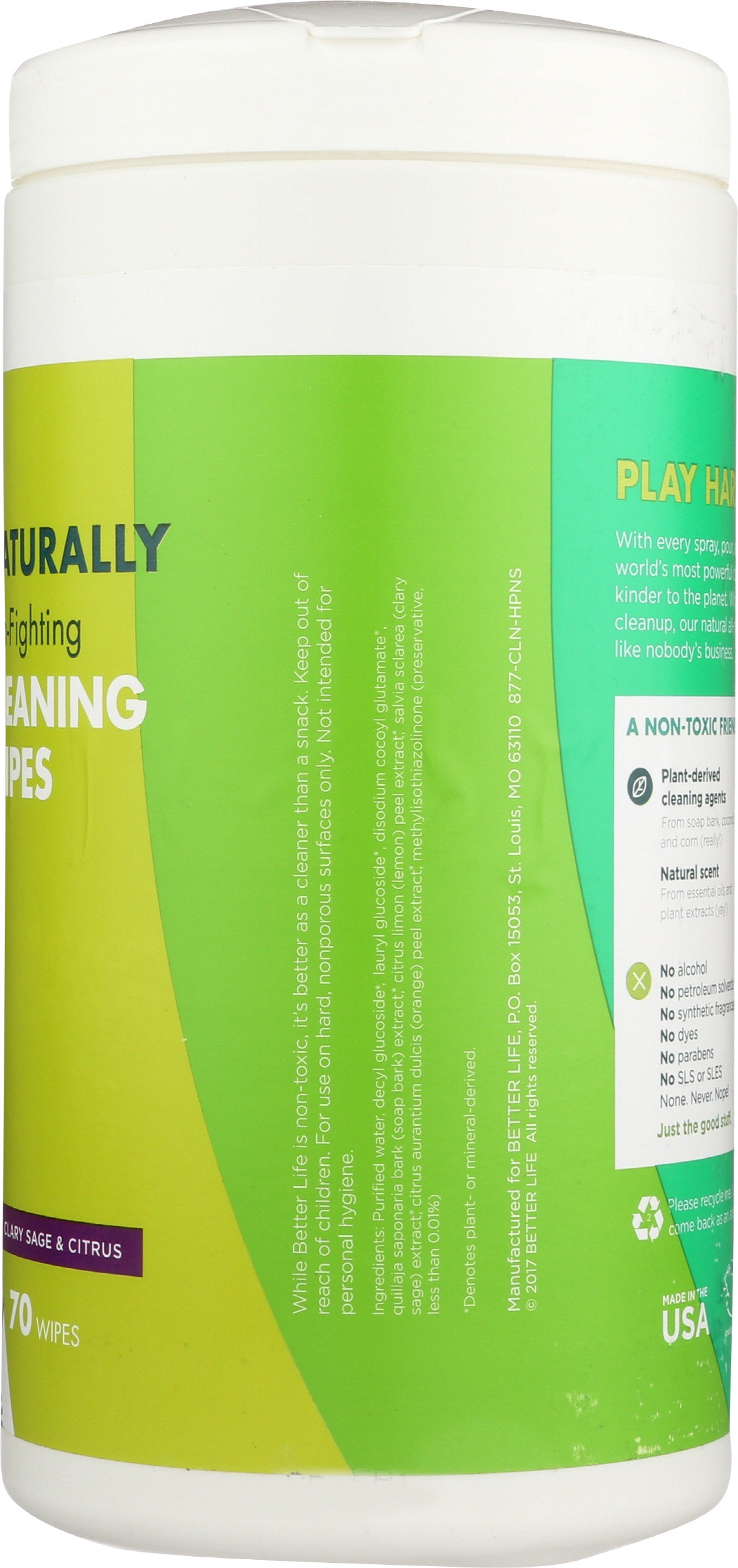 Better Life Cleaning Wipes, Clary Sage & Citrus
