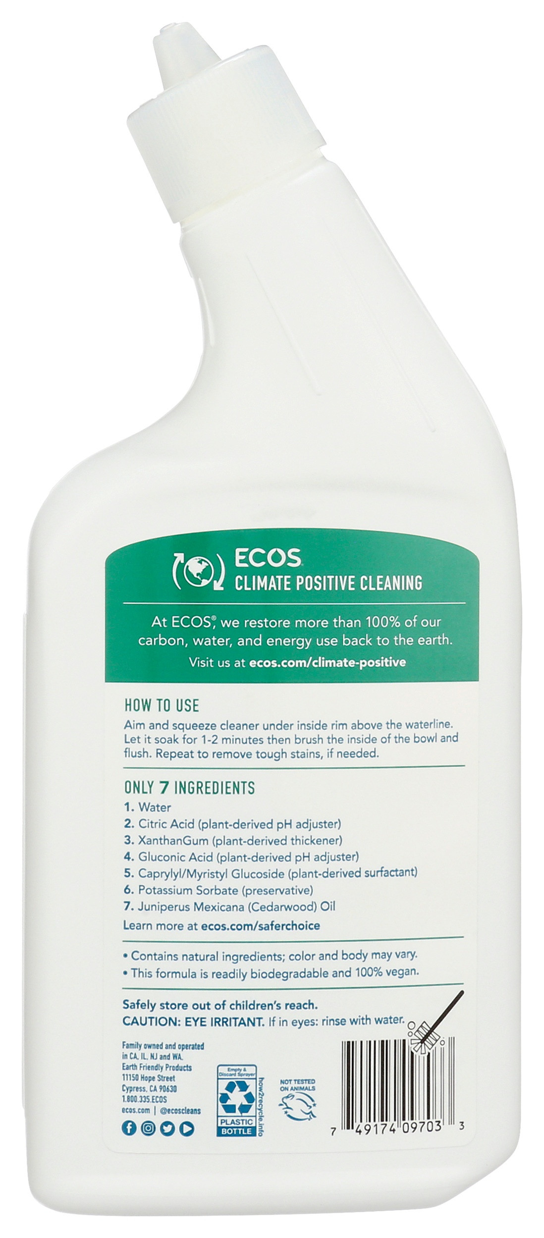 ECOS Plant Powered Toilet Bowl Cleaner, Cedar Scented