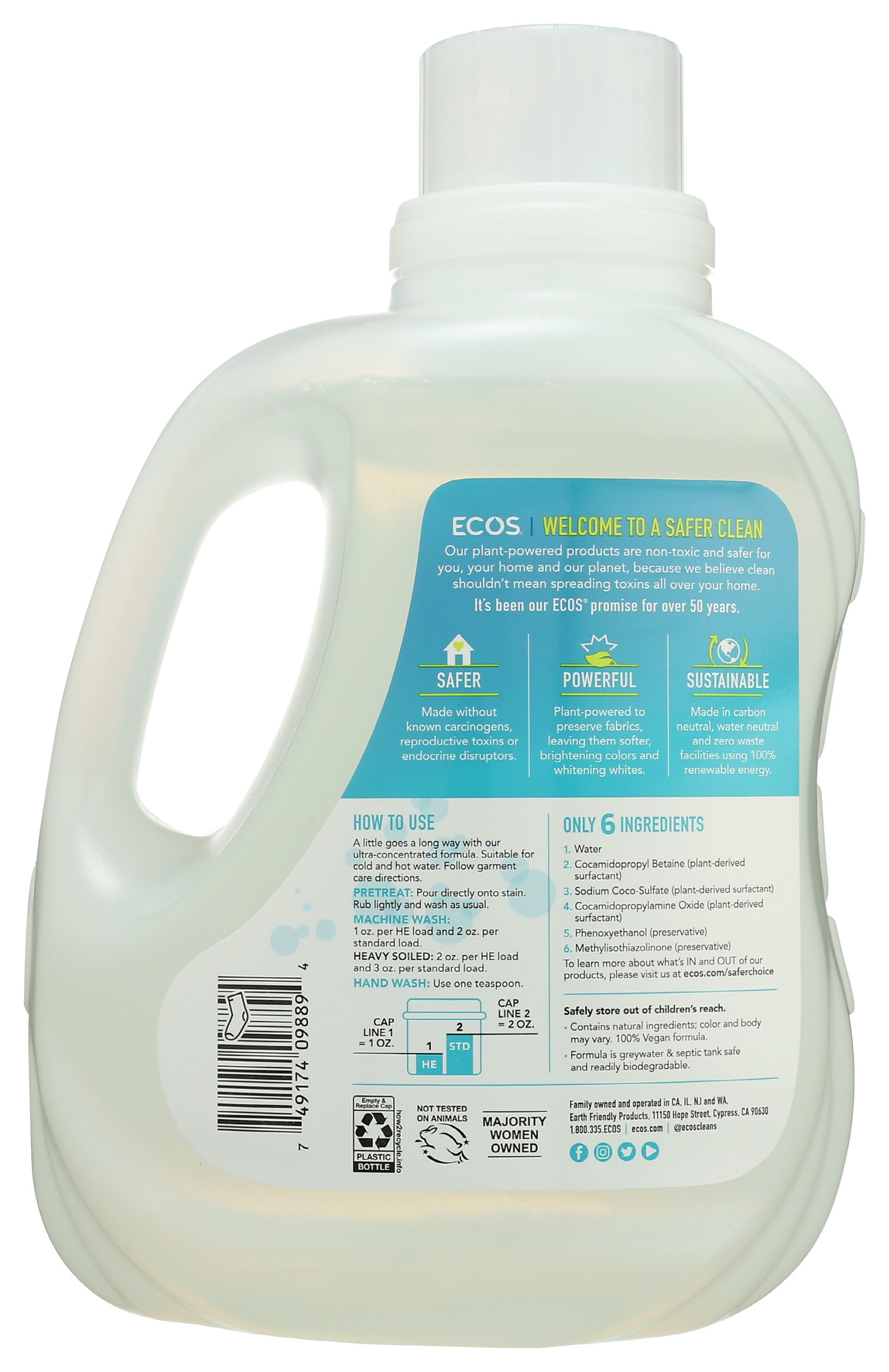ECOS Plant Powered Laundry Detergent, Free & Clear Scent