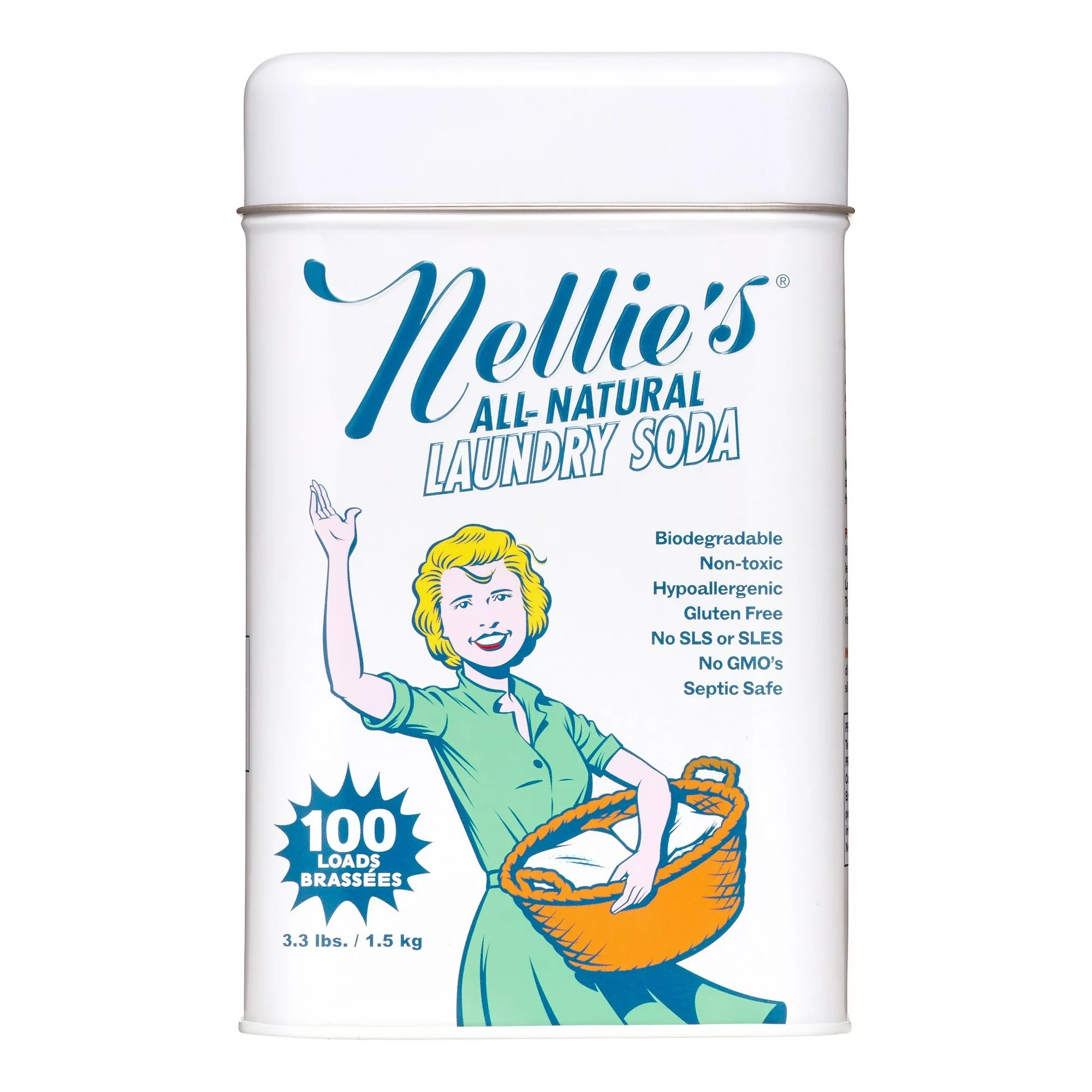 Nellie's All-Natural Laundry Soda Detergent, 100 Loads