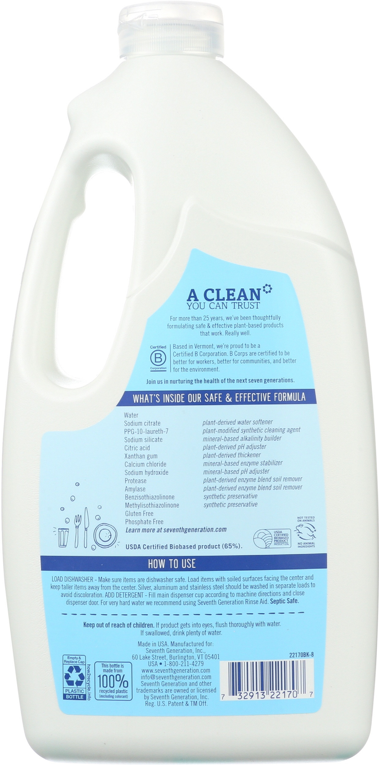 Seventh Generation Dishwasher Detergent Gel, Free & Clear Scent