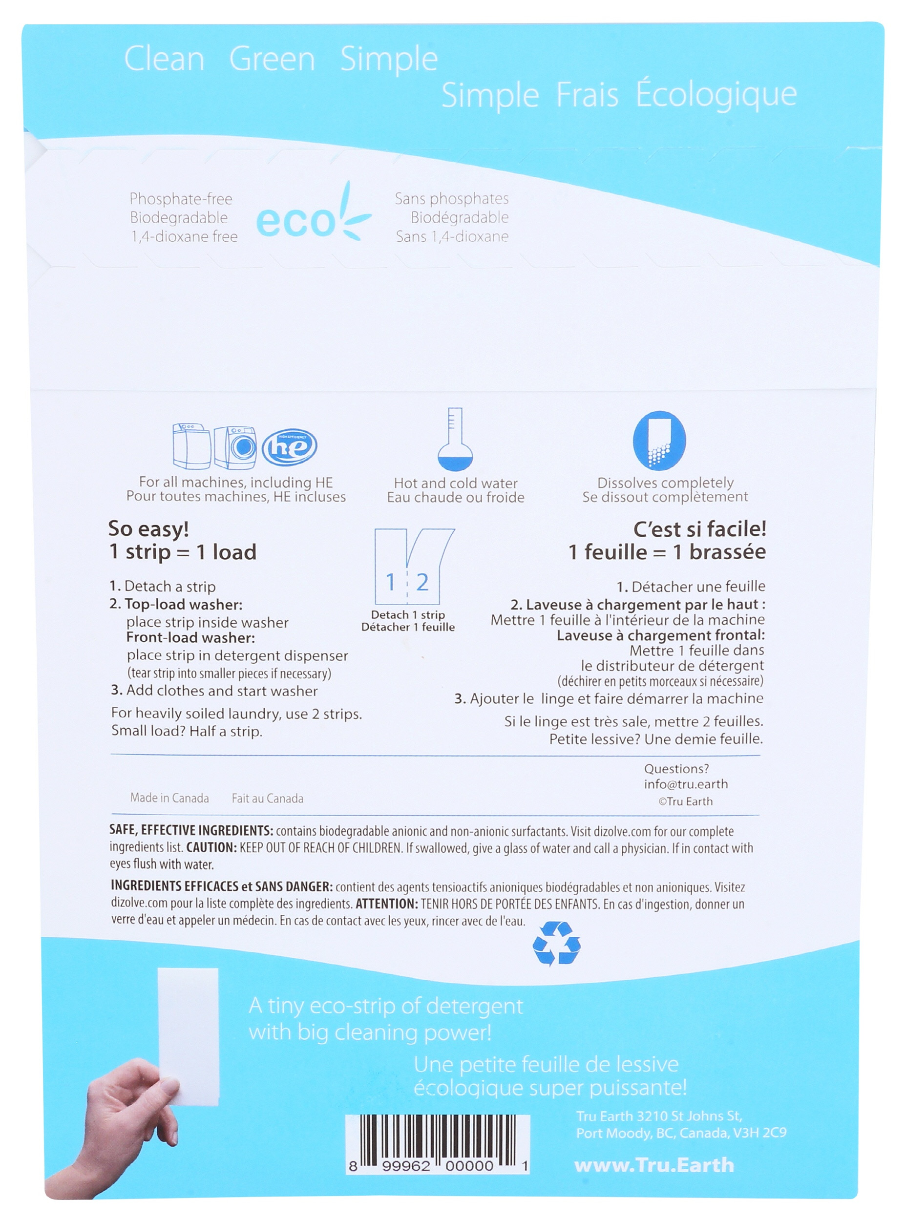 Tru Earth Eco-Strips Laundry Detergent, Fresh Linen