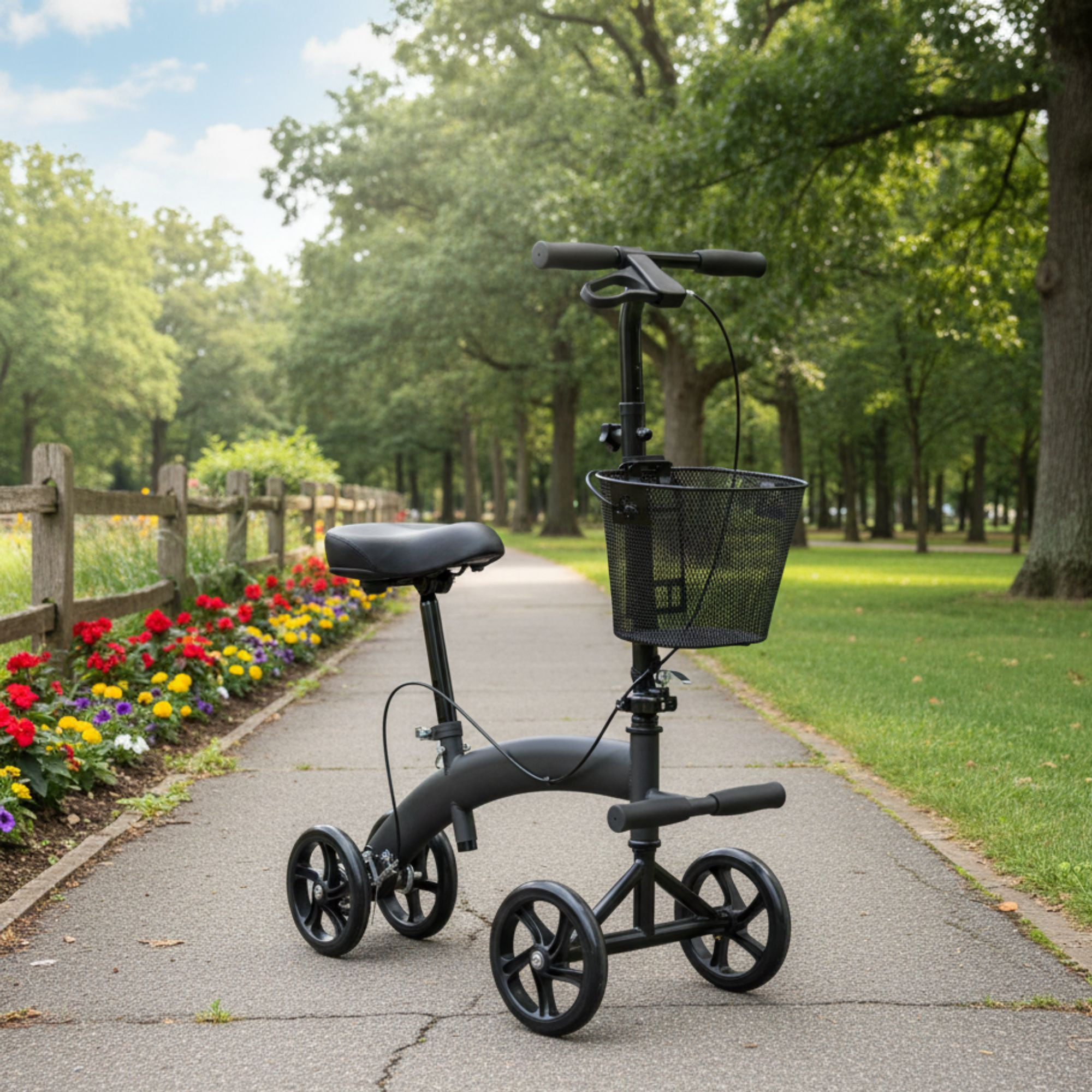 Medline Seated Scooter with Footrest and Basket