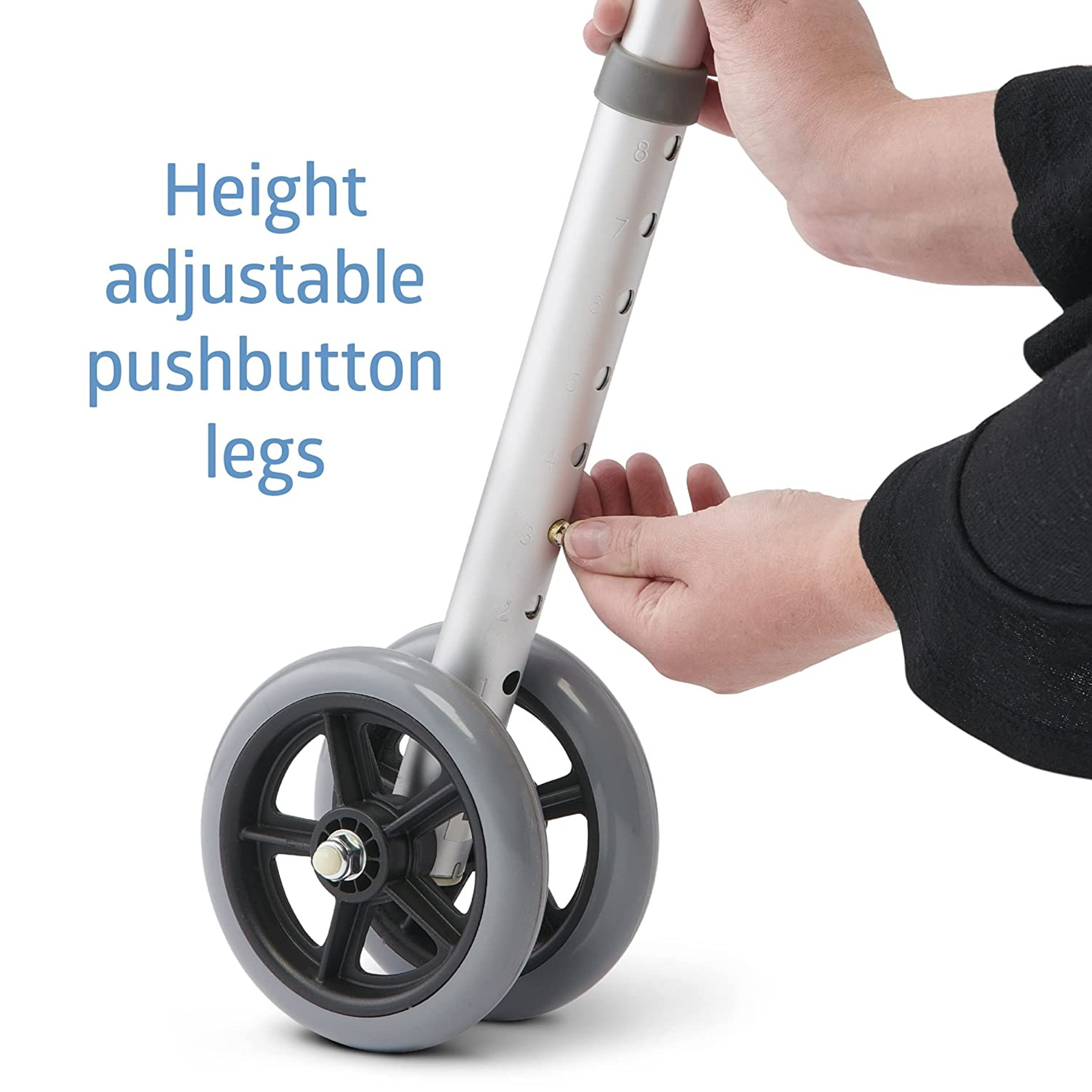 Medline Aluminum Upright Folding Walker with 5" Wheels