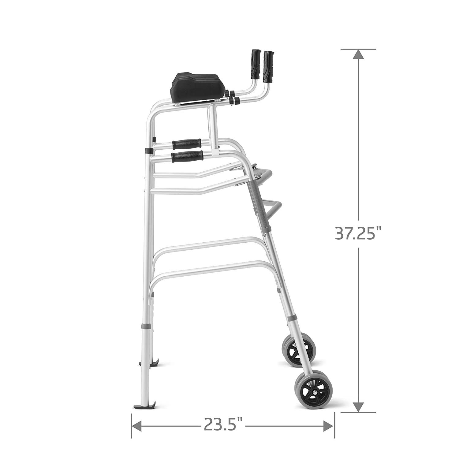 Medline Aluminum Upright Folding Walker with 5" Wheels