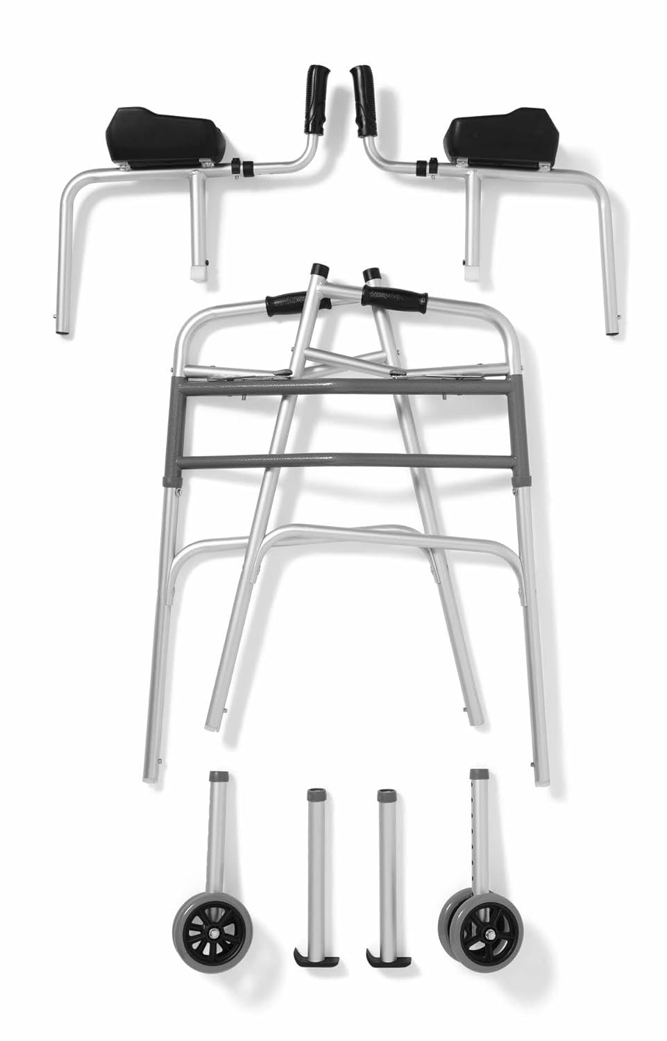 Medline Aluminum Upright Folding Walker with 5' Wheels