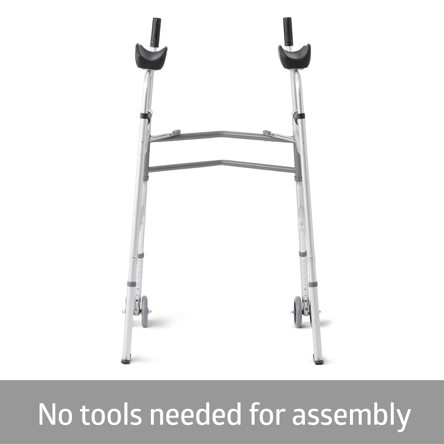 Medline Aluminum Upright Folding Walker with 5' Wheels